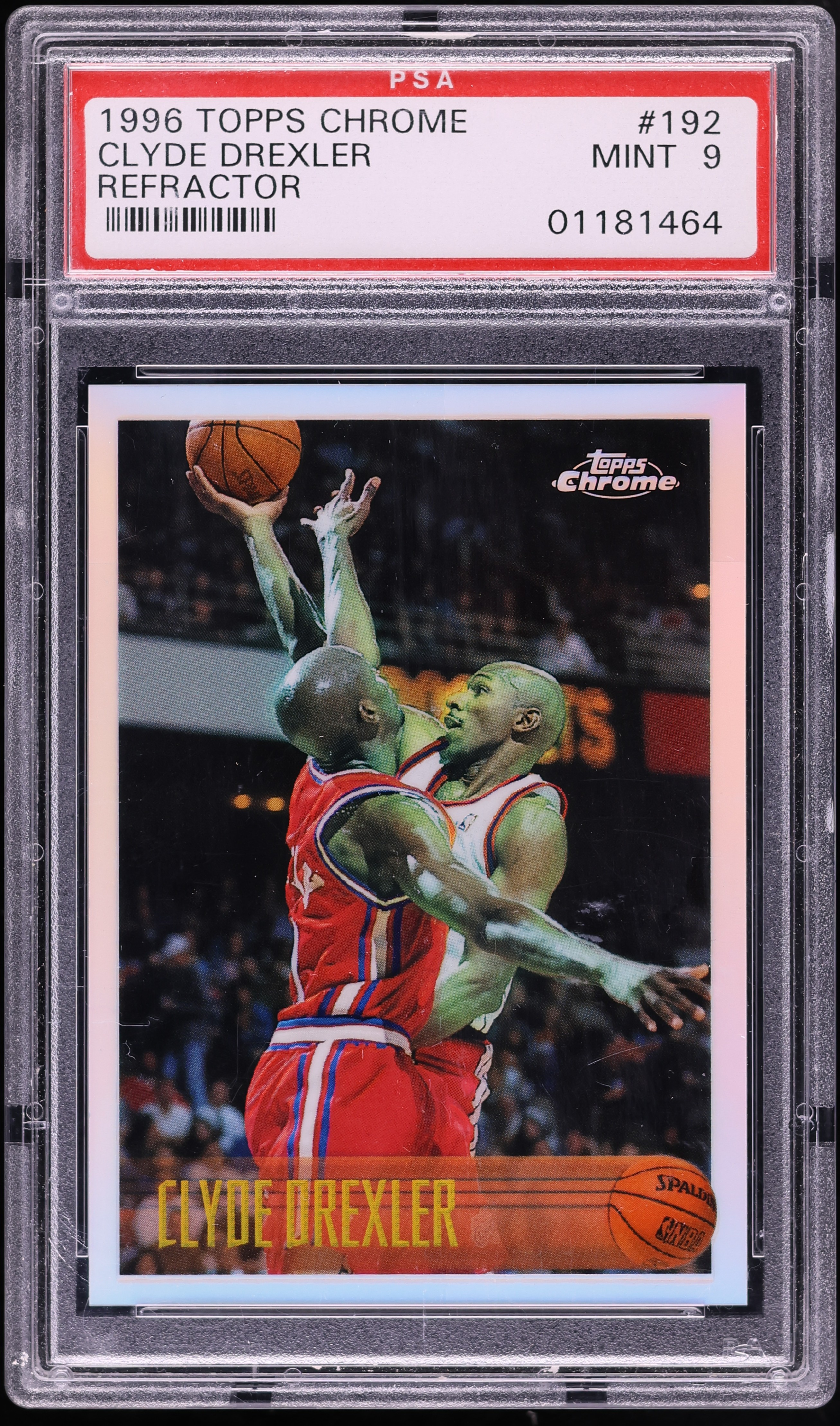 1996 Topps Chrome Refractor Clyde Drexler #192 PSA 9 MINT on