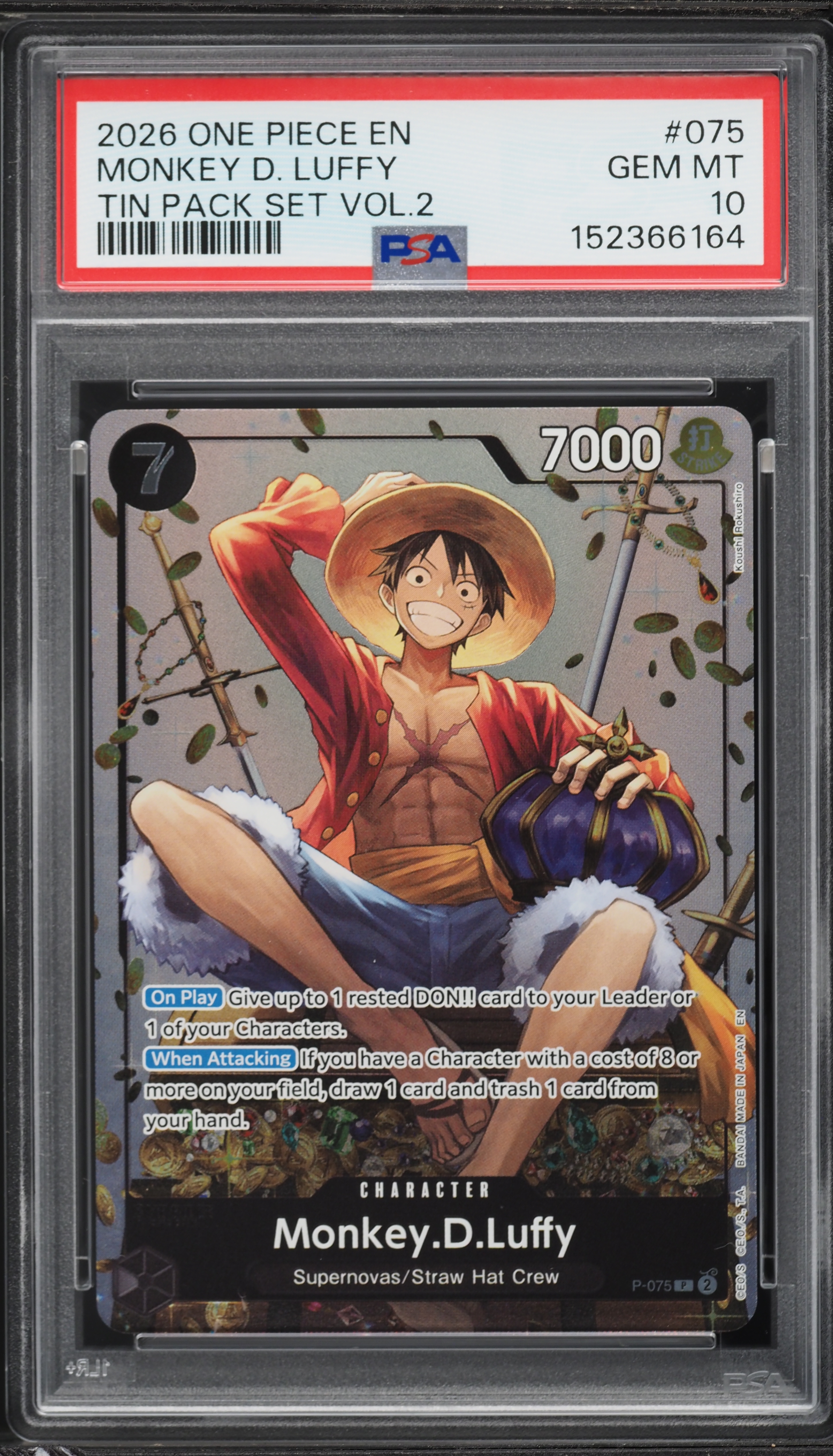 2026 One Piece Promo Tin Pack Set Vol. 2 Monkey D. Luffy #P-075