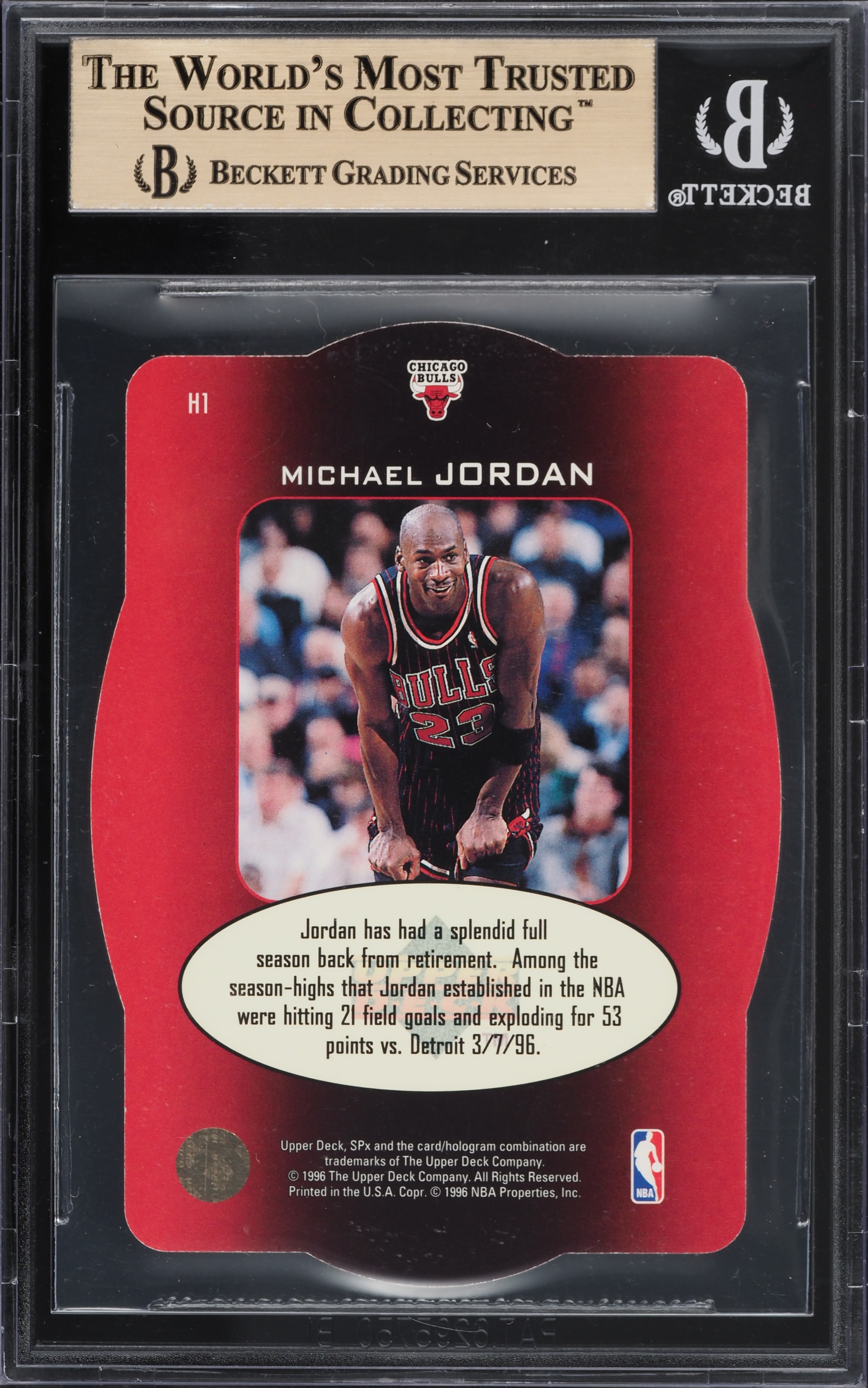 1996 SPx Holoview Heroes Die-Cut Michael Jordan #H1 BGS 9.5 GEM