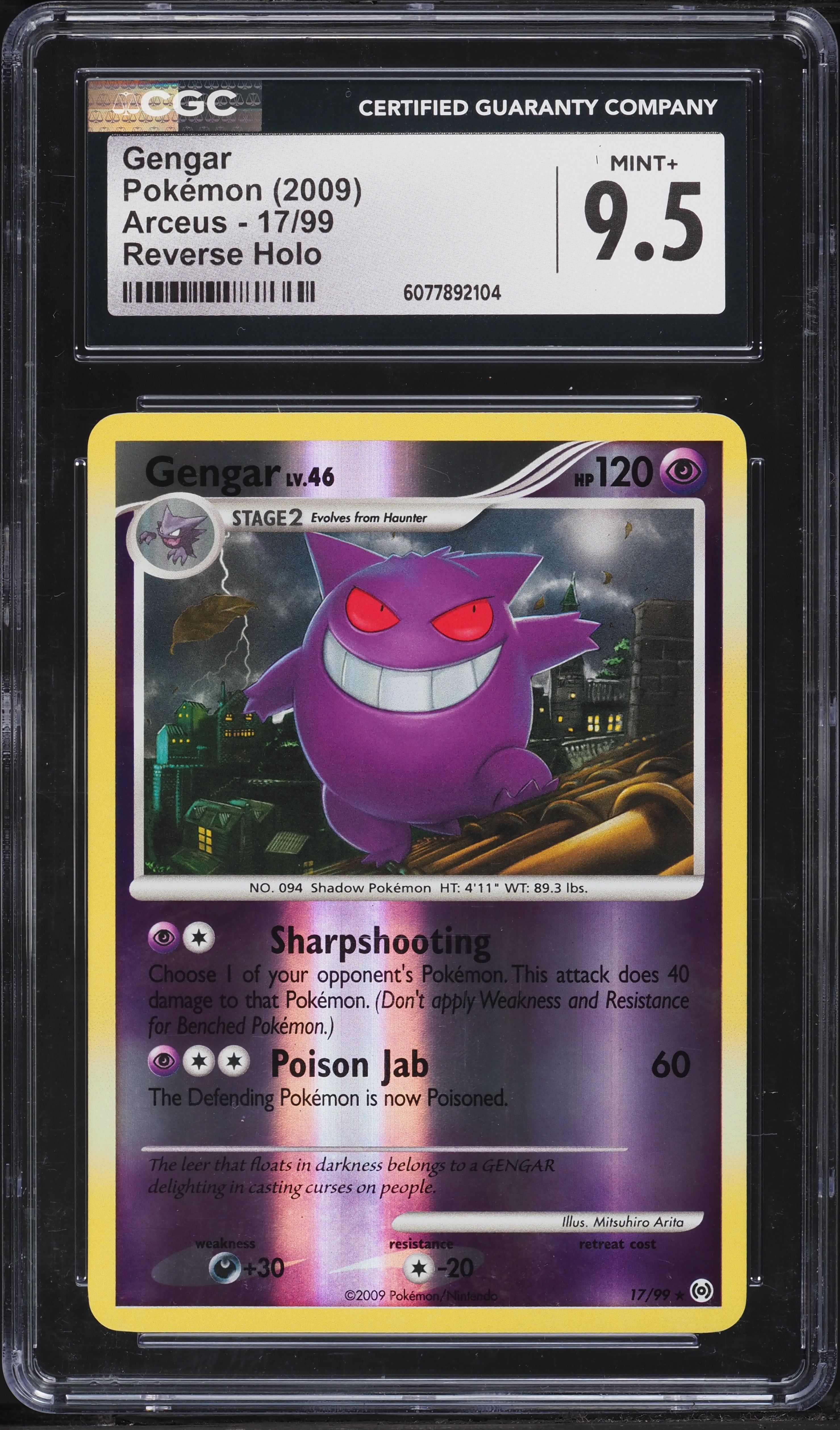 2009 Pokemon Platinum Arceus Reverse Holo Gengar #17 CGC 9.5 MINT+ 