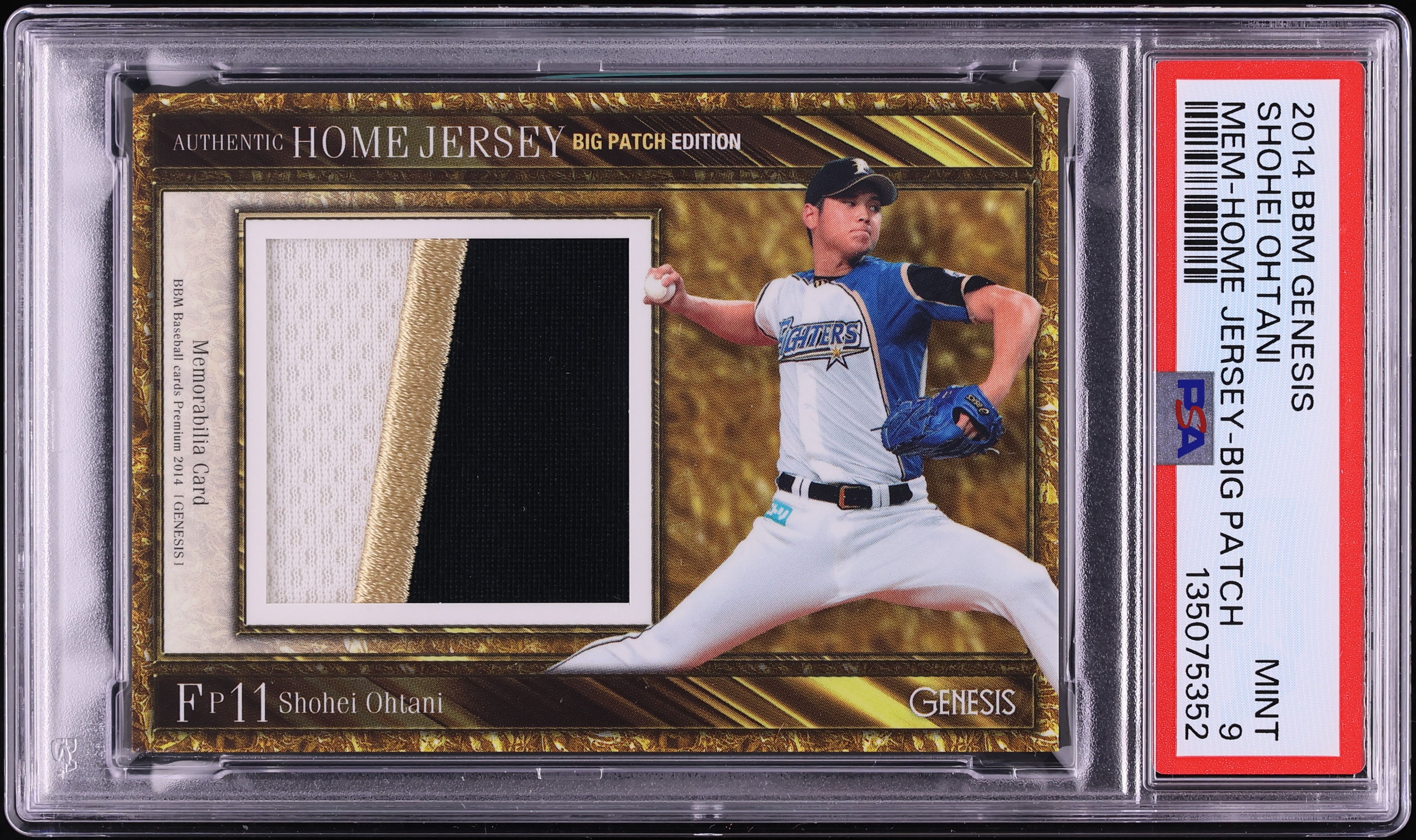 2014 BBM Genesis Home Jersey Shohei Ohtani PATCH /20 PSA 9 MINT on