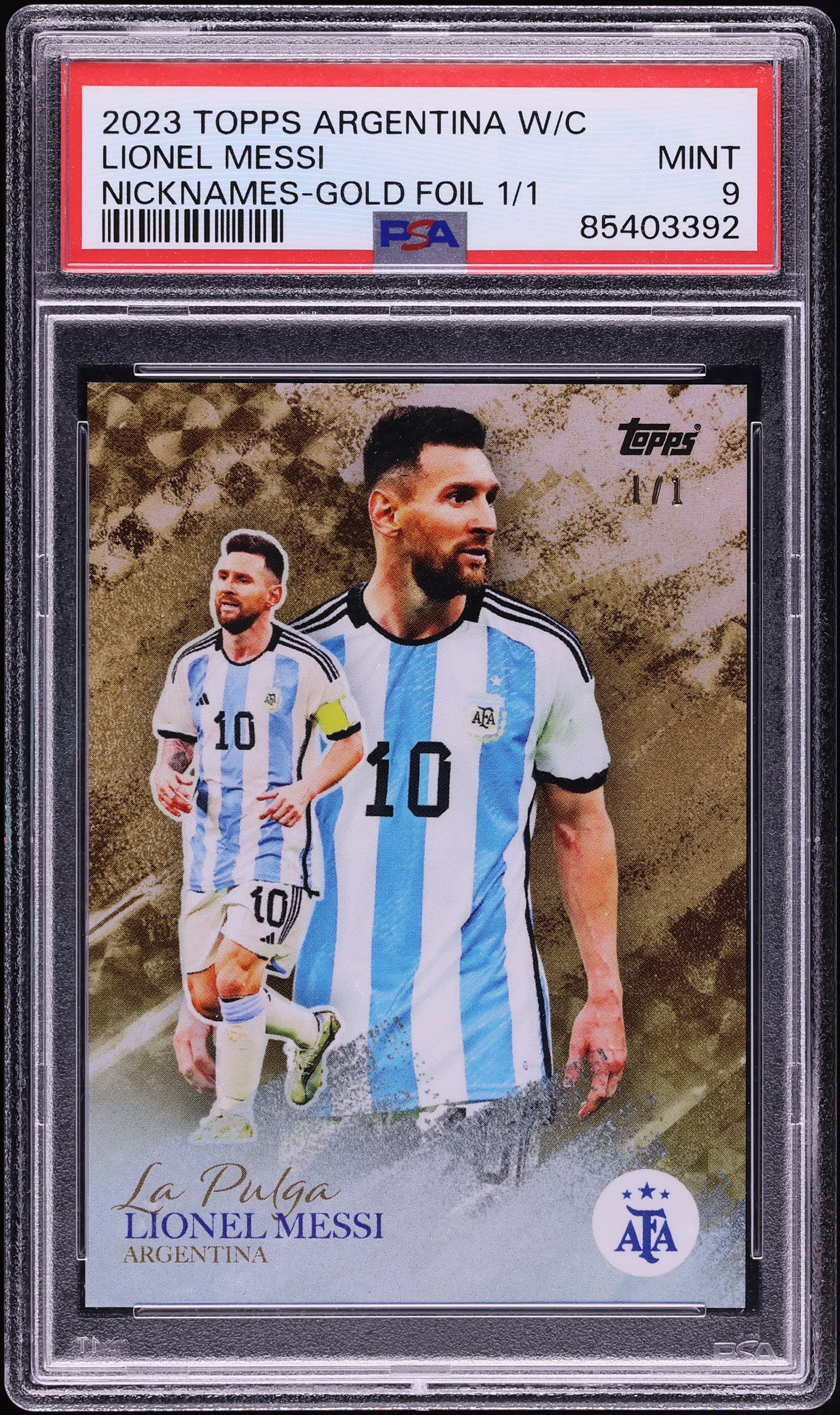 2023 Topps Argentina World Champions Nicknames Gold Foil Lionel