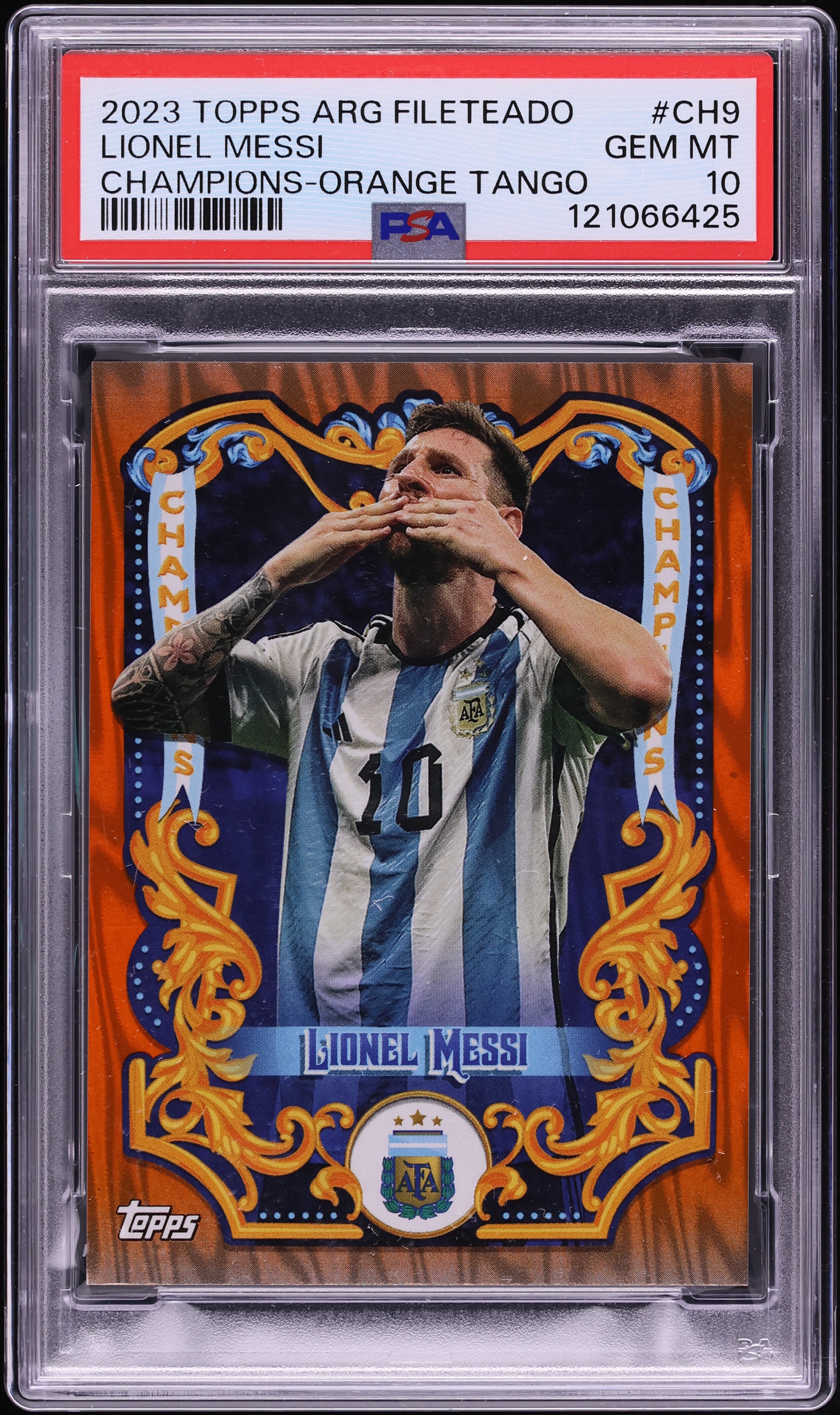 2023 Topps Argentina Fileteado Champions Orange Tango Lionel Messi