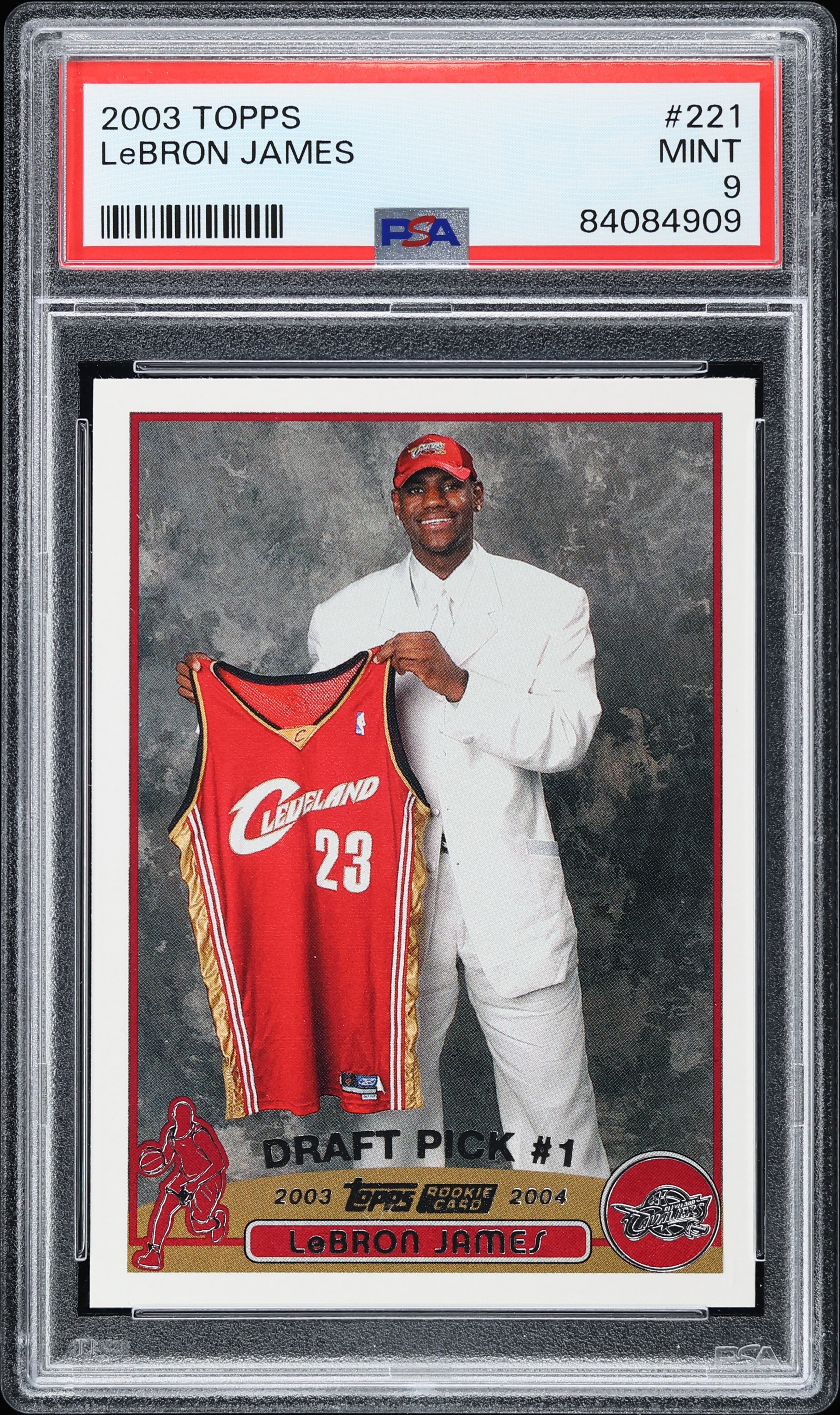 2003 Topps Basketball LeBron James ROOKIE #221 PSA 9 MINT on