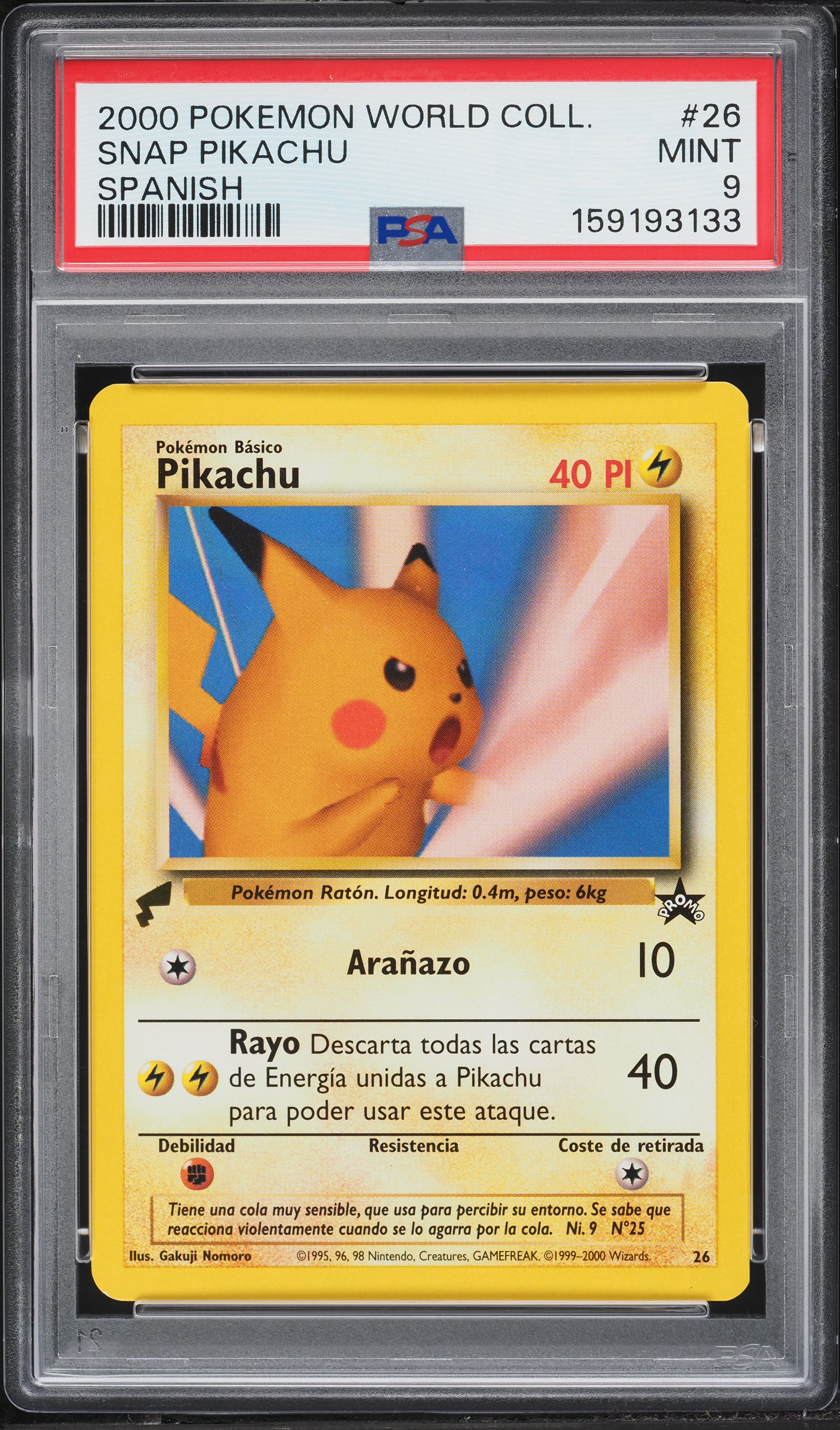 2000 Pokemon Spanish World Collection Snap Pikachu #26 PSA 9 MINT