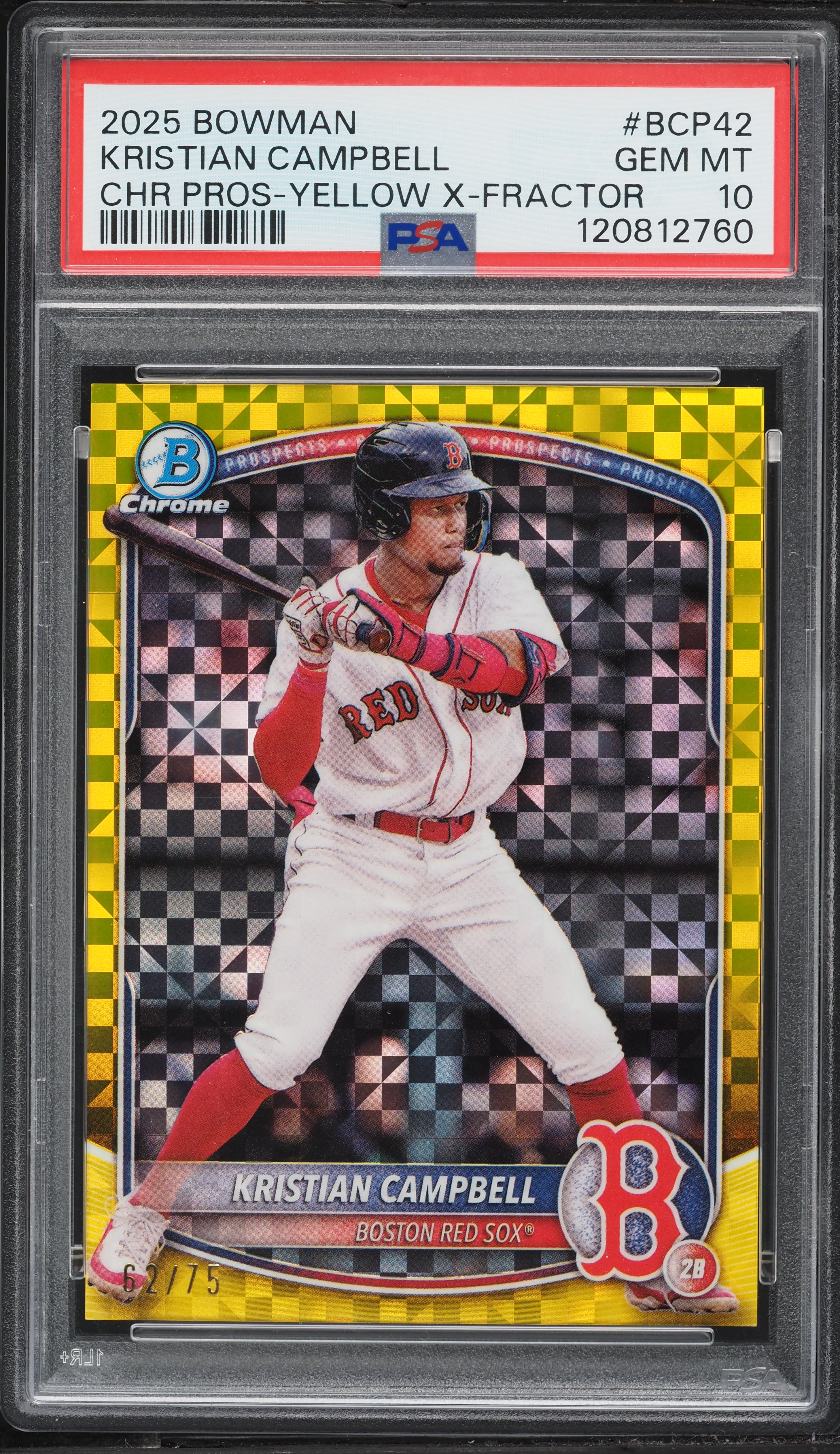 2025 Bowman Chrome Yellow Xfractor Kristian Campbell ROOKIE /75 