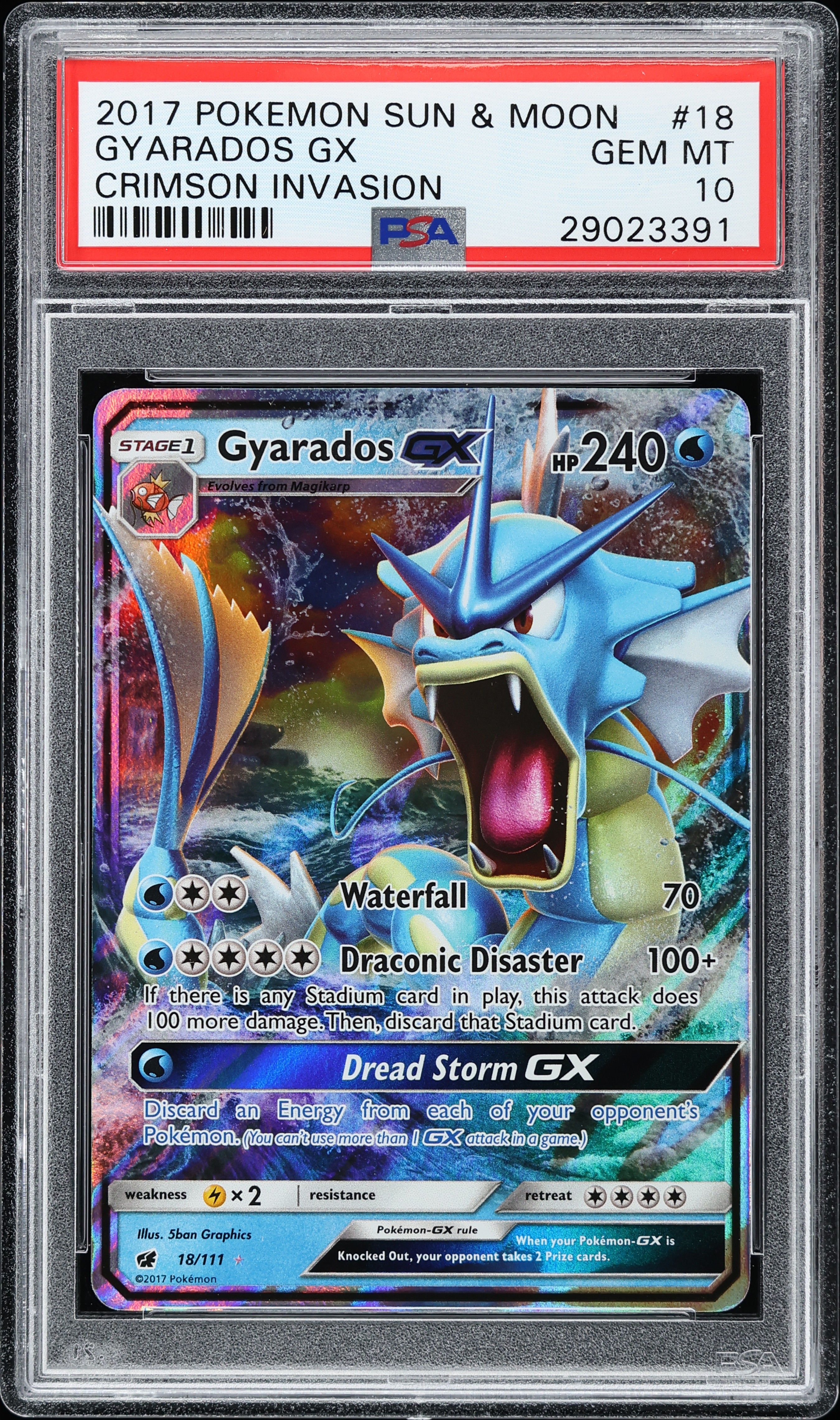 2017 Pokemon Sun & Moon Crimson Invasion Holo Gyarados GX #18 PSA