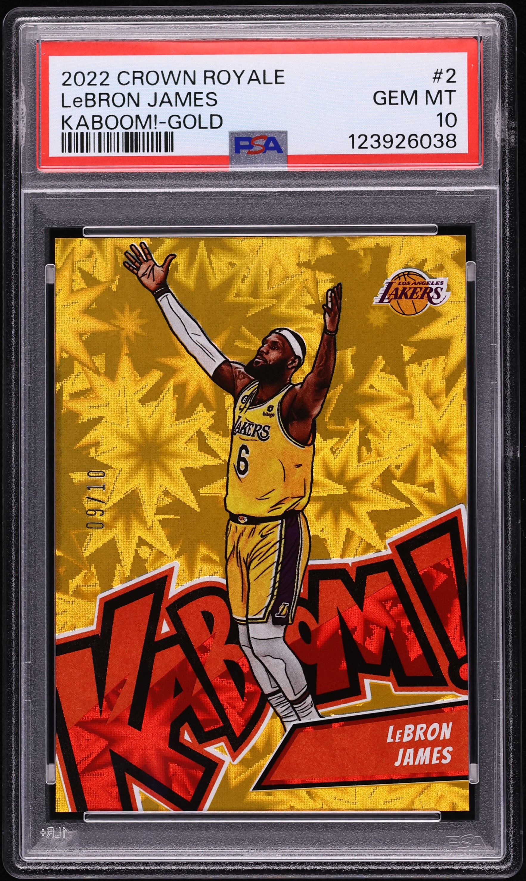 2022 Crown Royale Kaboom! Gold LeBron James /10 #2 PSA 10 GEM MINT 