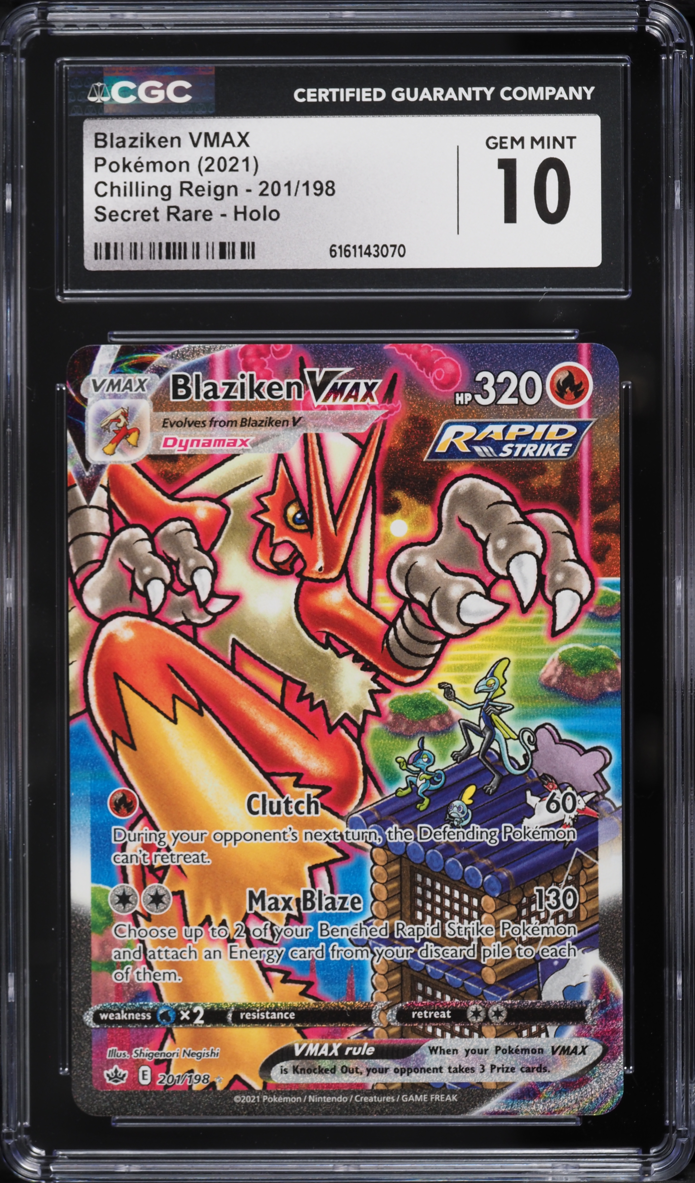 ACCOMPLICE BLAZE 殴打　GESHPENST GISM 2021 Pokemon Sword & Shield Chilling Reign SEC Blaziken VMAX #201