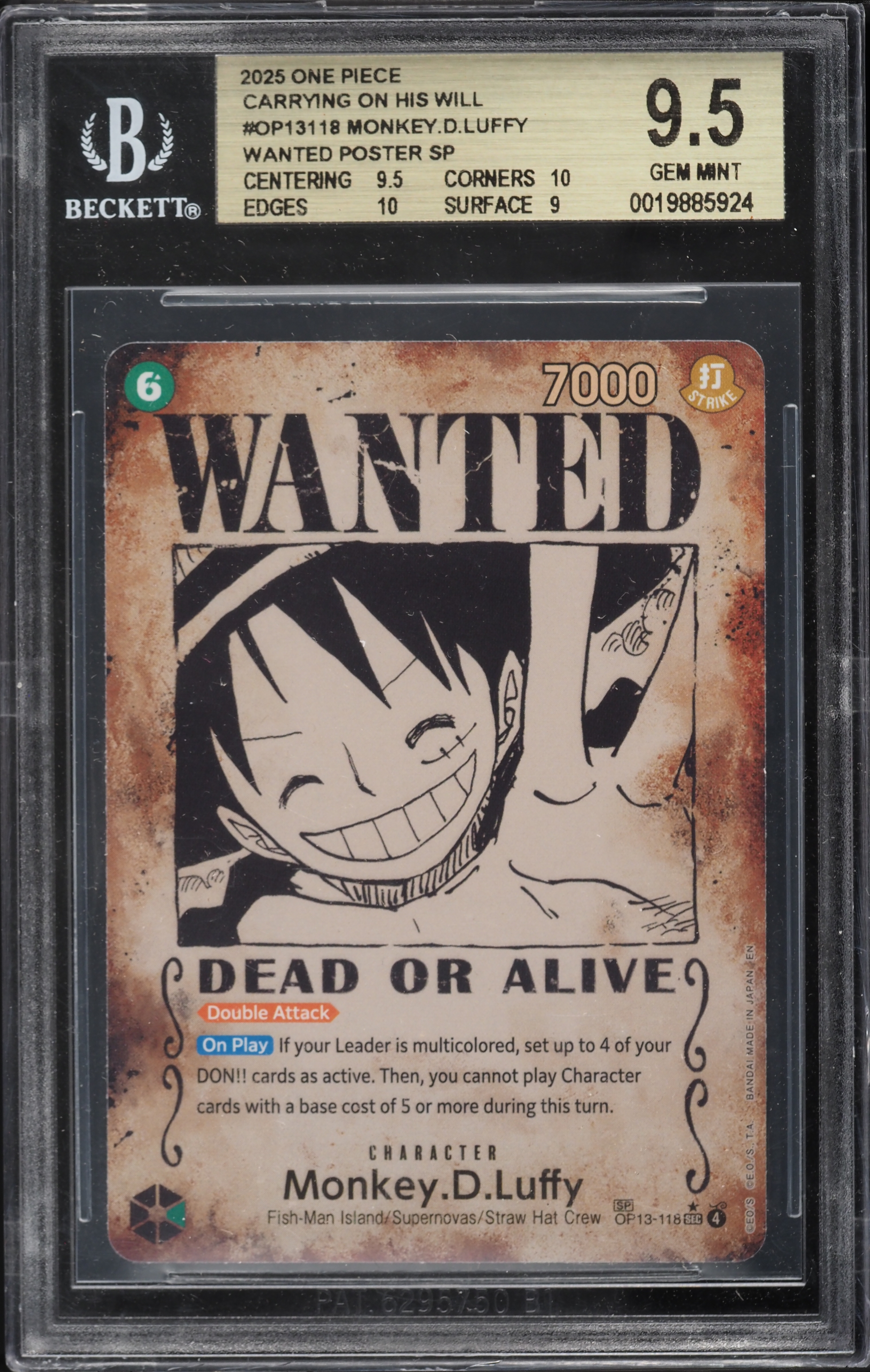 2025 One Piece Carrying On His Will SEC Monkey D. Luffy Wanted