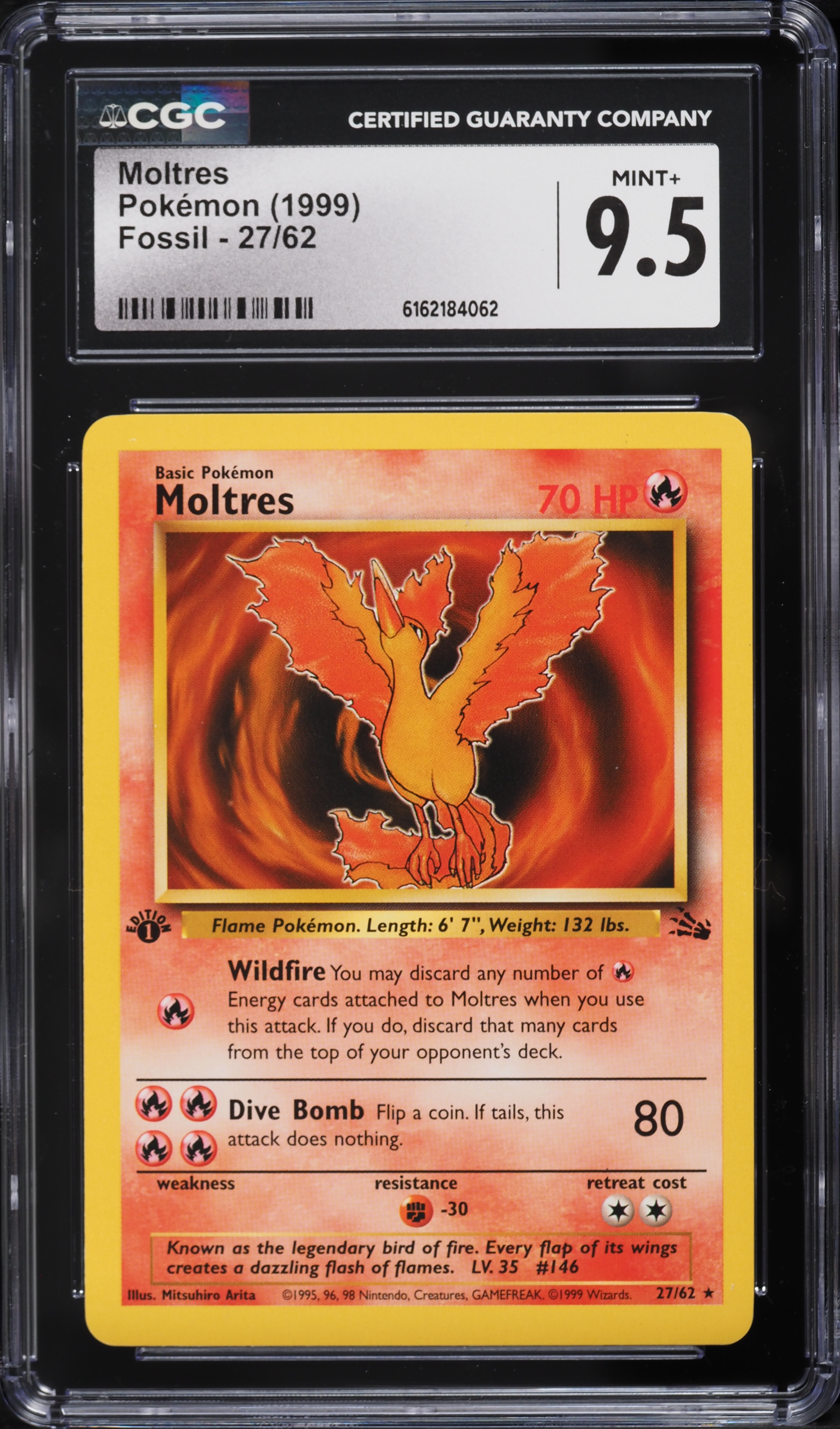 Pokemon Single Card FOSSIL (Unlimited) - 27/62 : Moltres