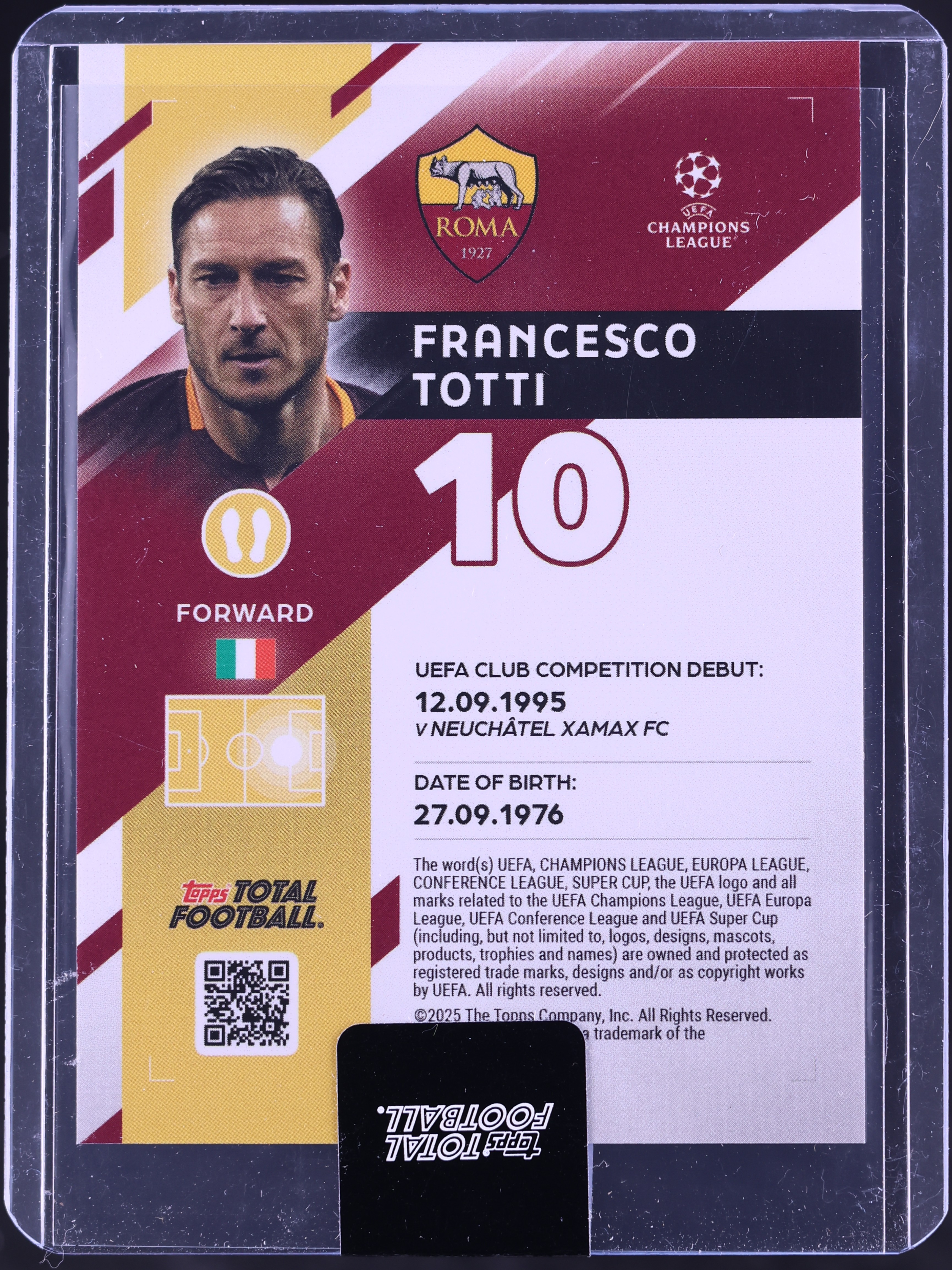 2025 Topps Total Football Green Francisco Totti /75 #1140 on 