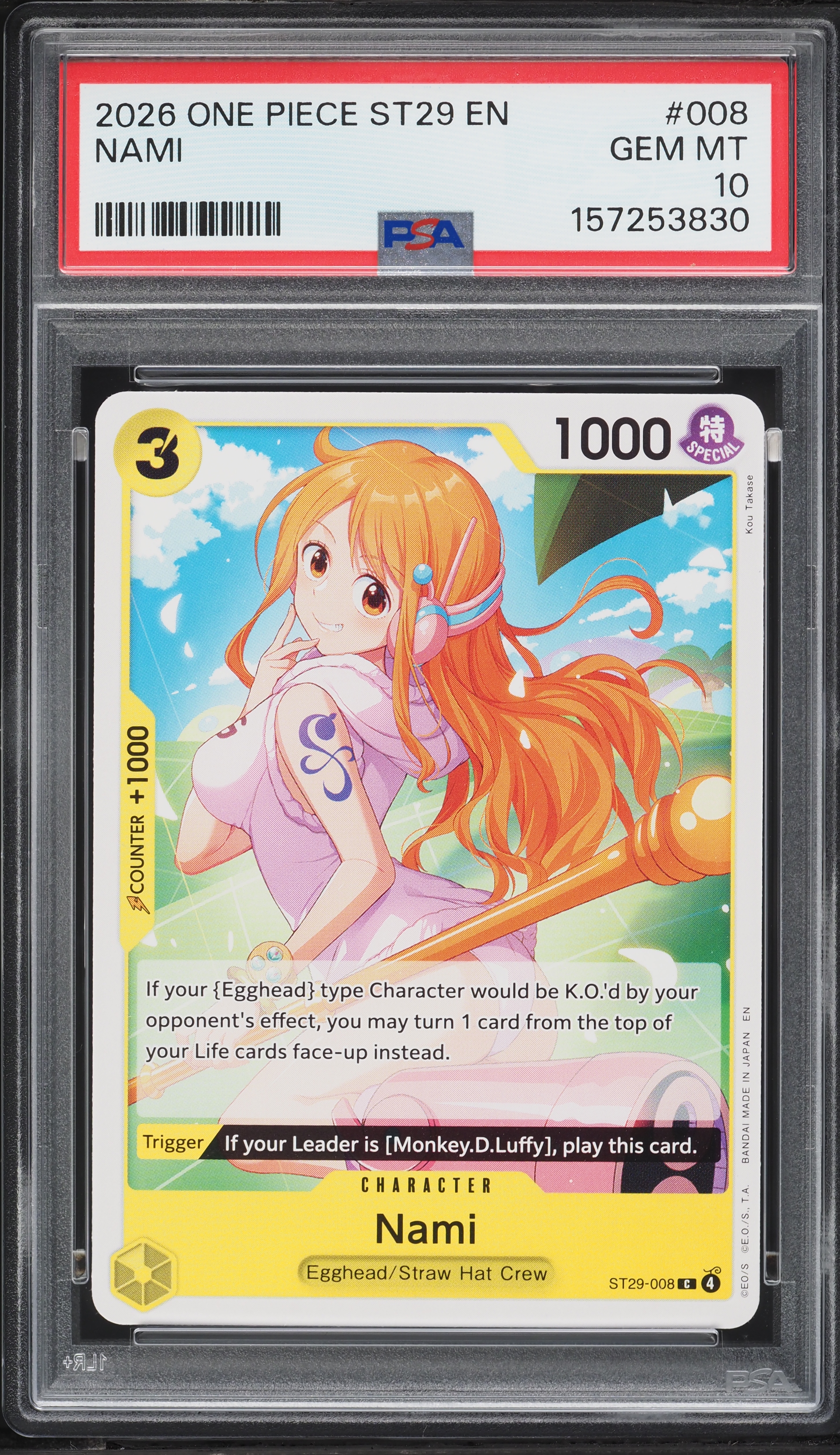 2026 One Piece Egghead Nami #ST29-008 PSA 10 GEM MINT on Fanatics