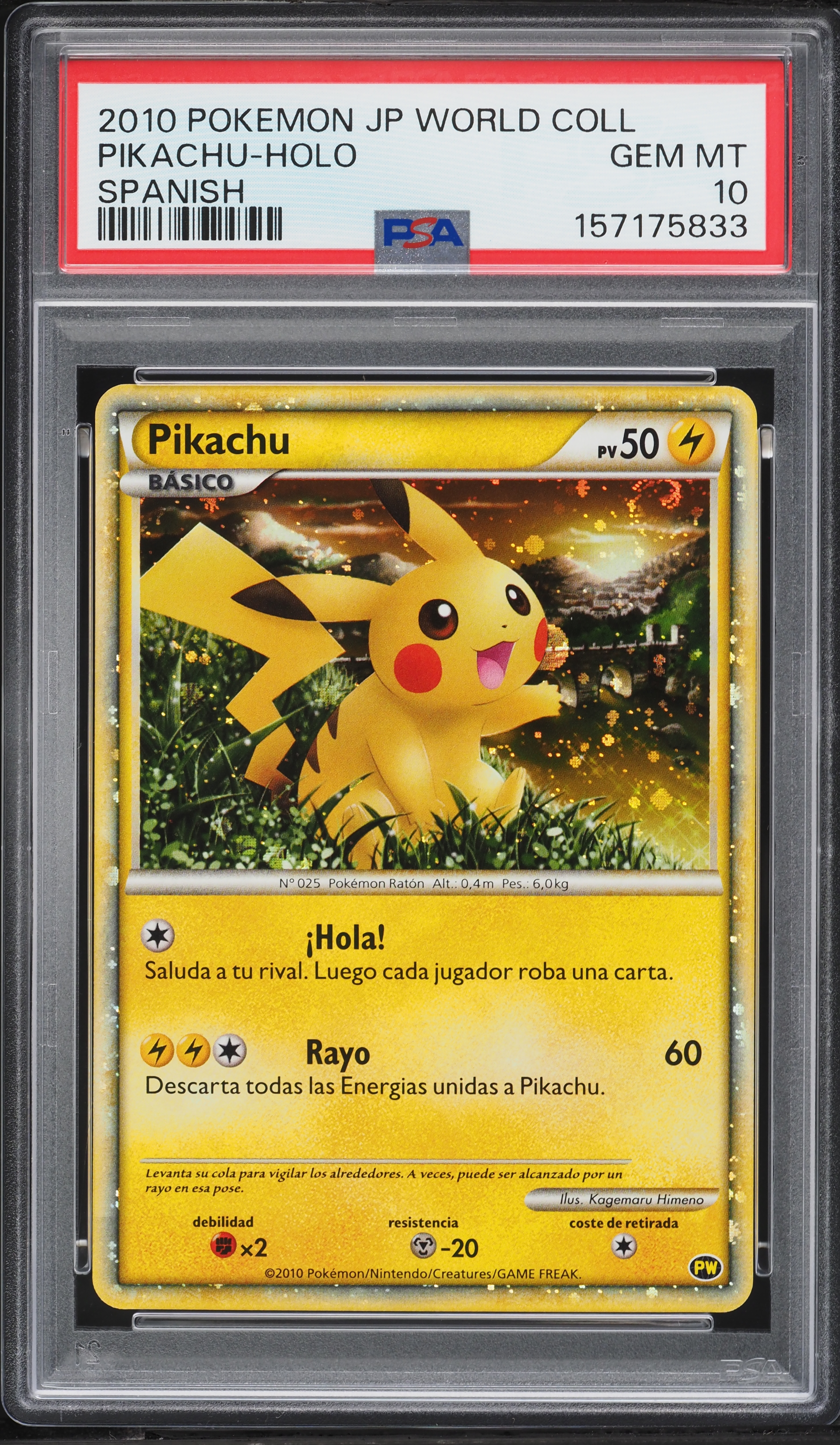 2010 Pokemon Spanish World Collection Holo Pikachu PSA 10 GEM MINT