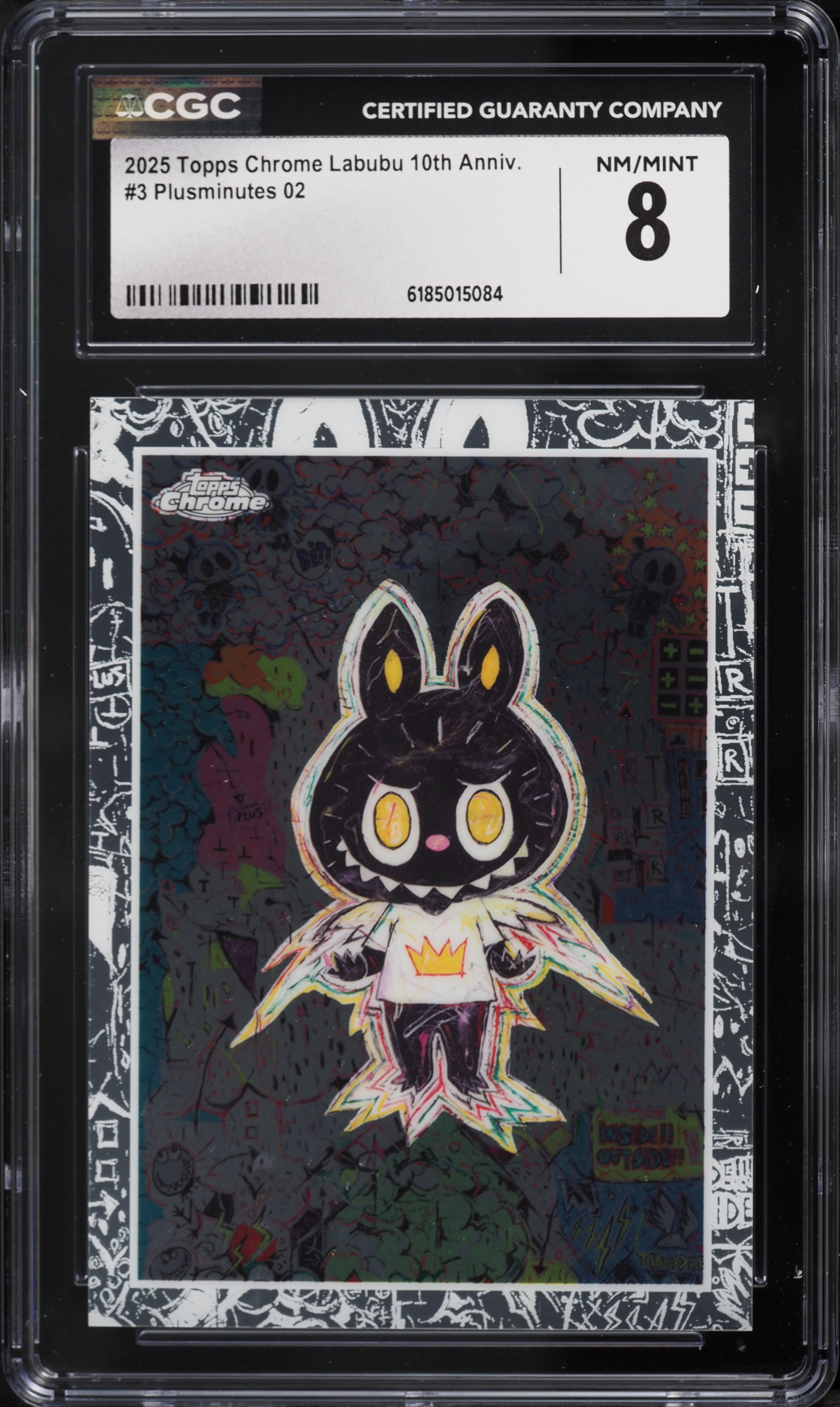 2025 Topps Chrome Labubu 10th Anniversary Plusminutes 02 #3 CGC 8