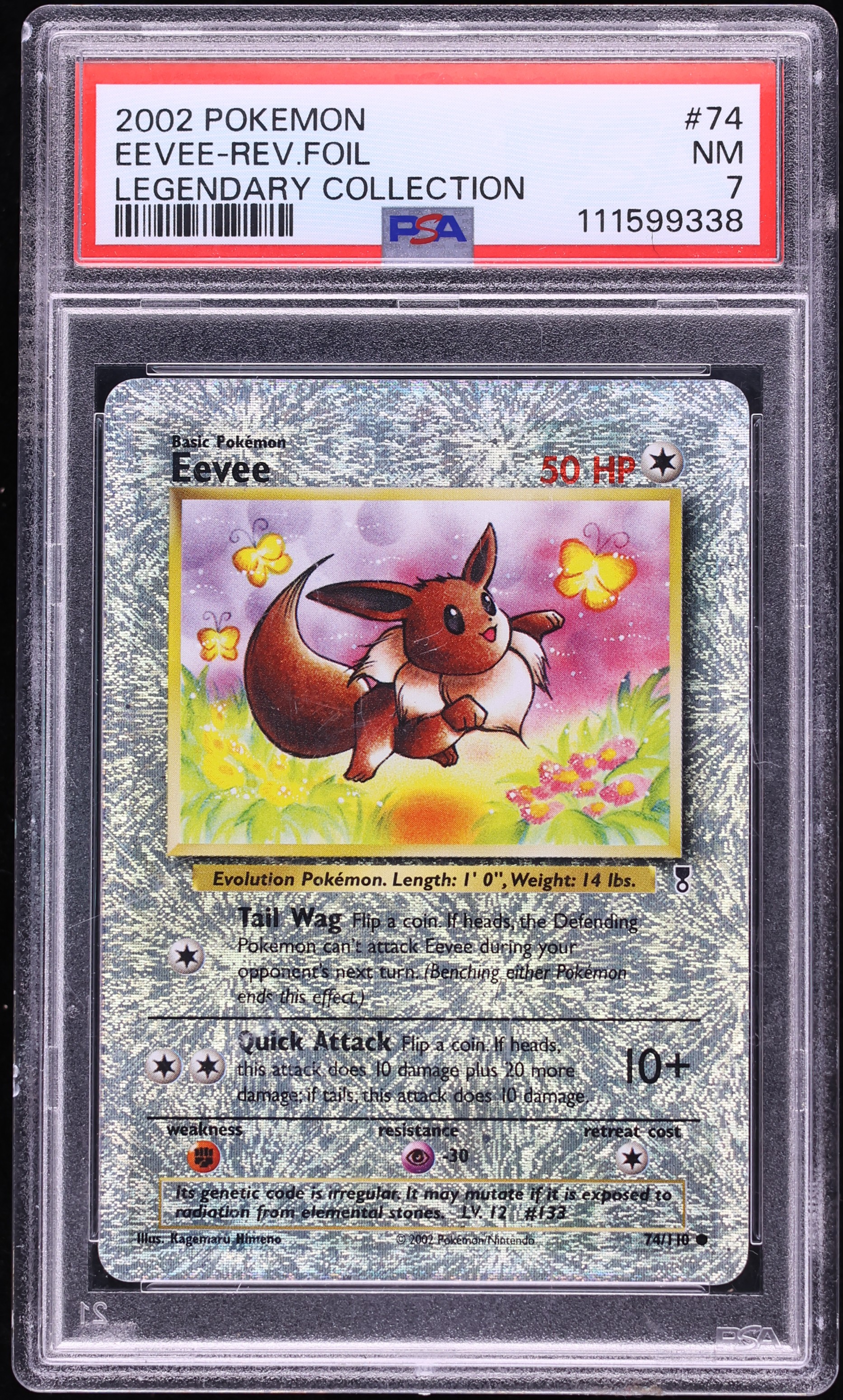2002 Pokemon Legendary Collection Reverse Holo Eevee #74 PSA 7