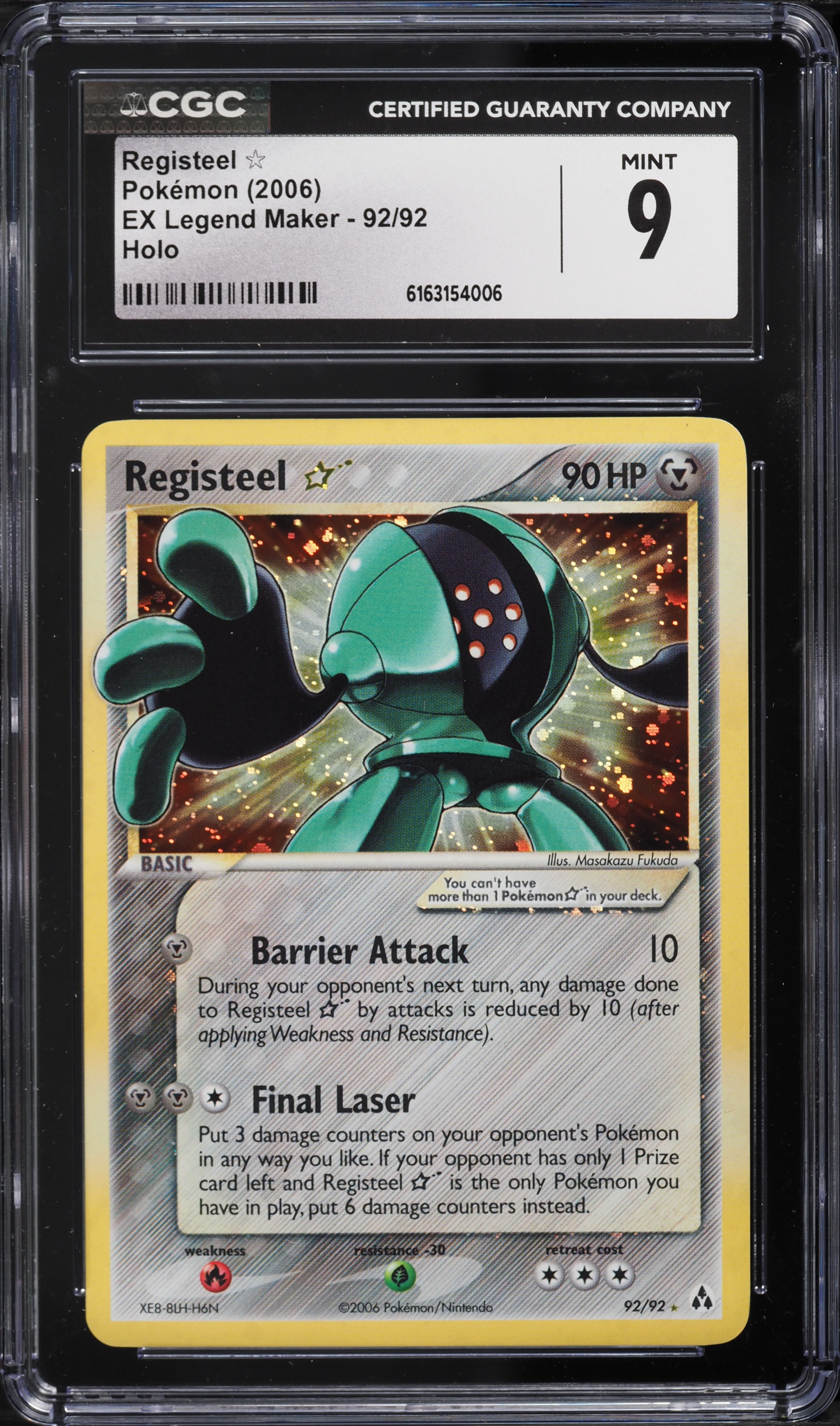 2006 Pokemon EX Legend Maker Holo Registeel Gold Star #92 CGC 9