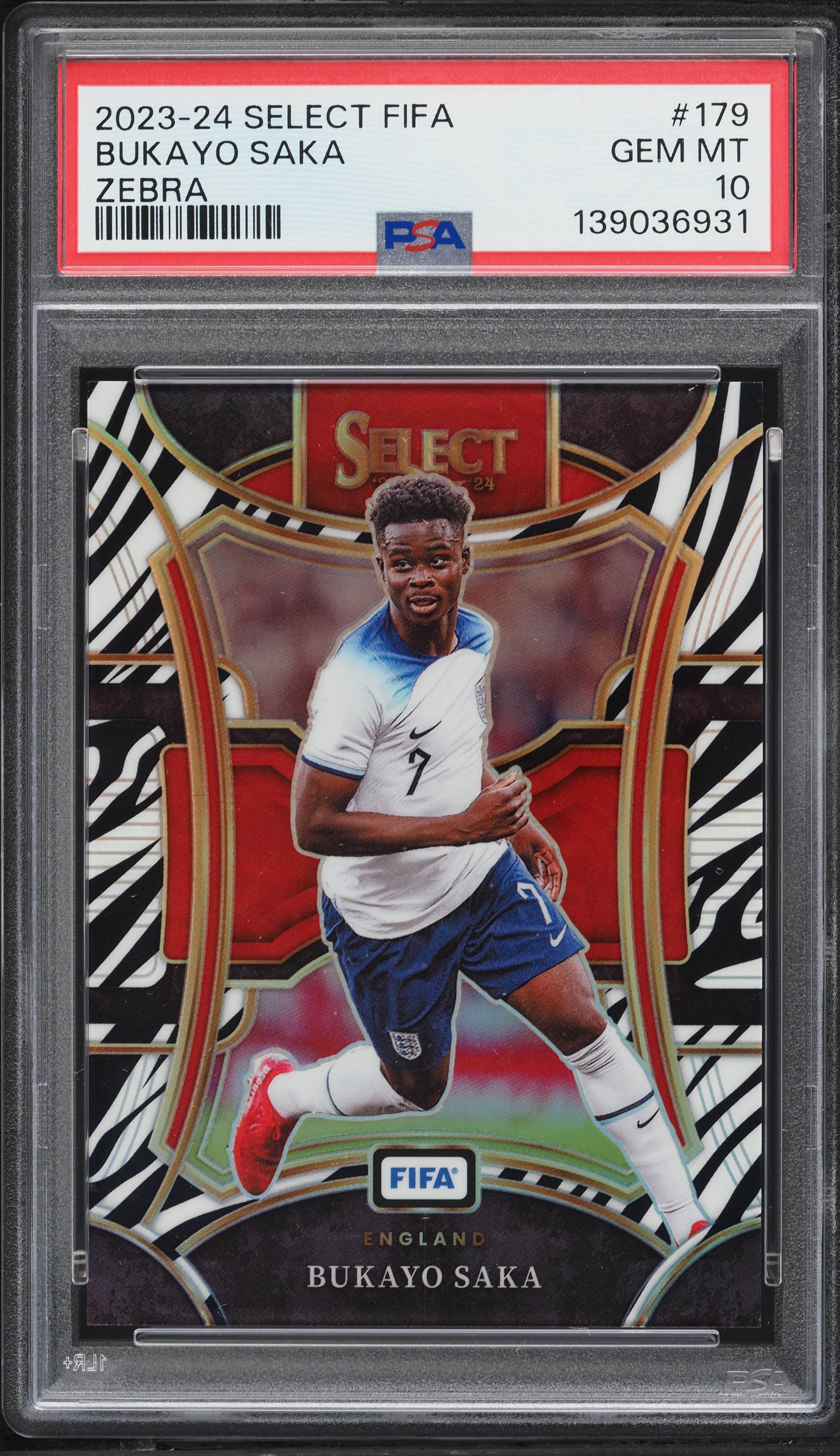 2023 Select Fifa Zebra Bukayo Saka /25 #179 PSA 10 GEM MINT on