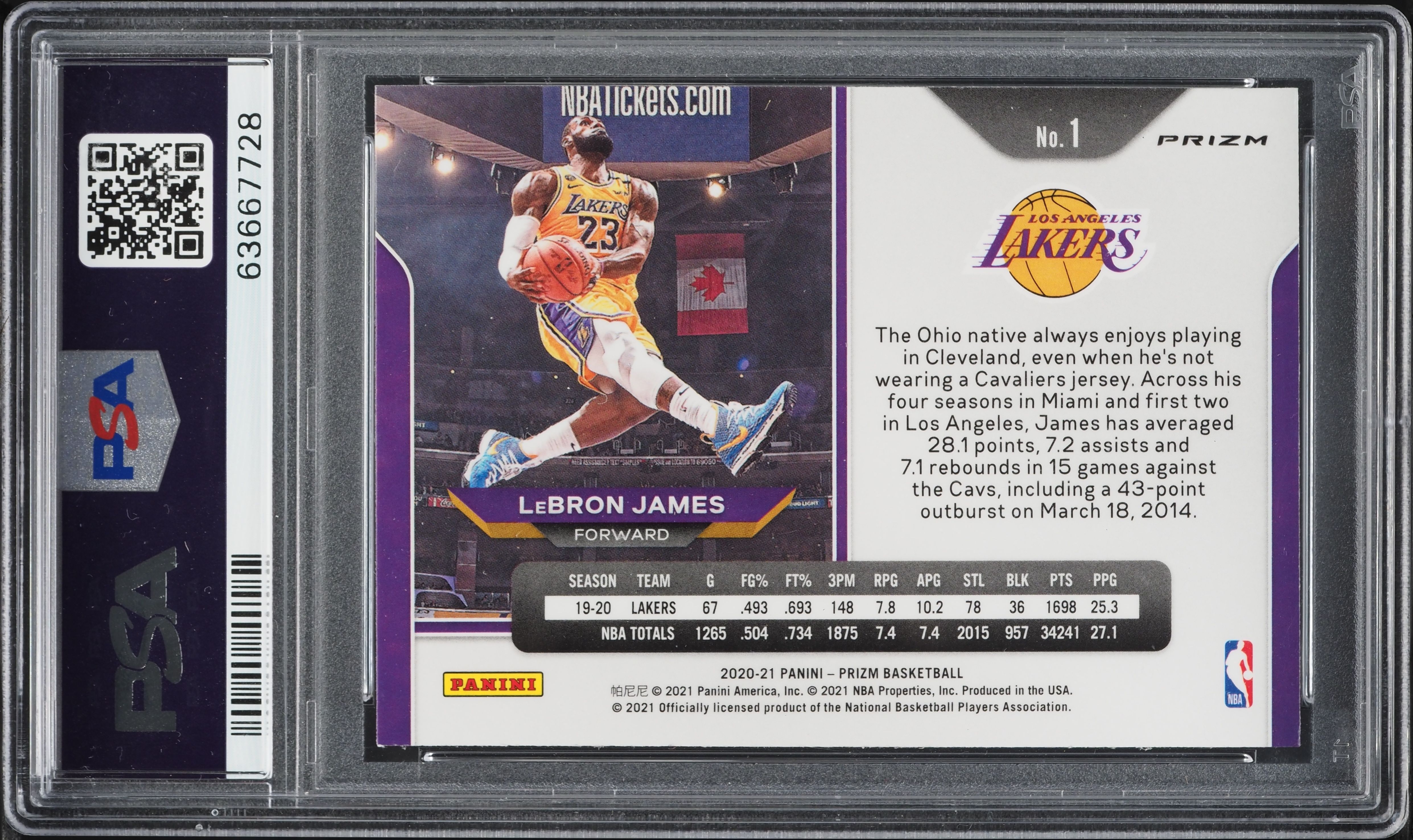 2020 Panini Prizm Red Ice LeBron James #1 PSA 10 GEM MINT on