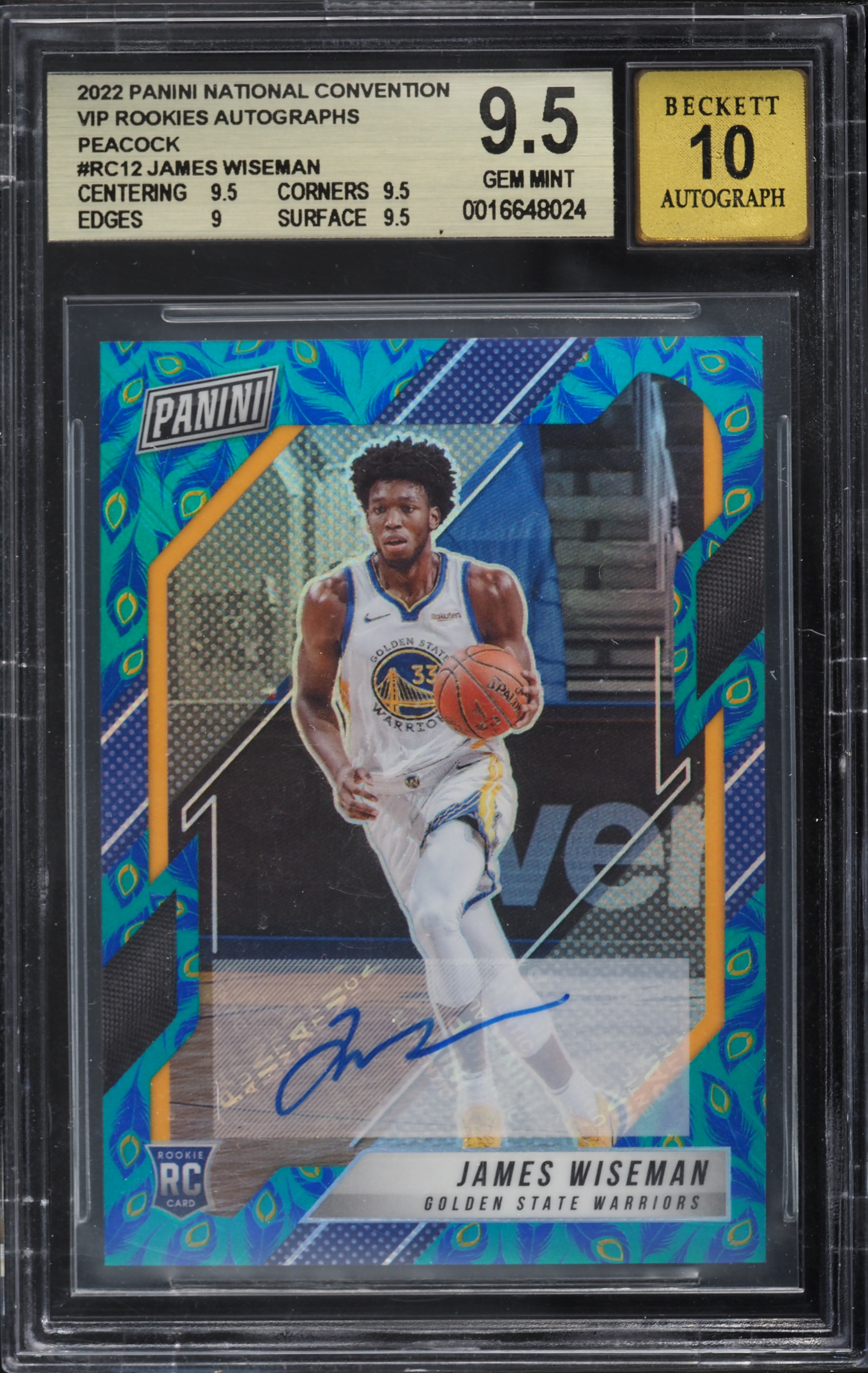 2022 Panini National Convention Vip Peacock James Wiseman ROOKIE