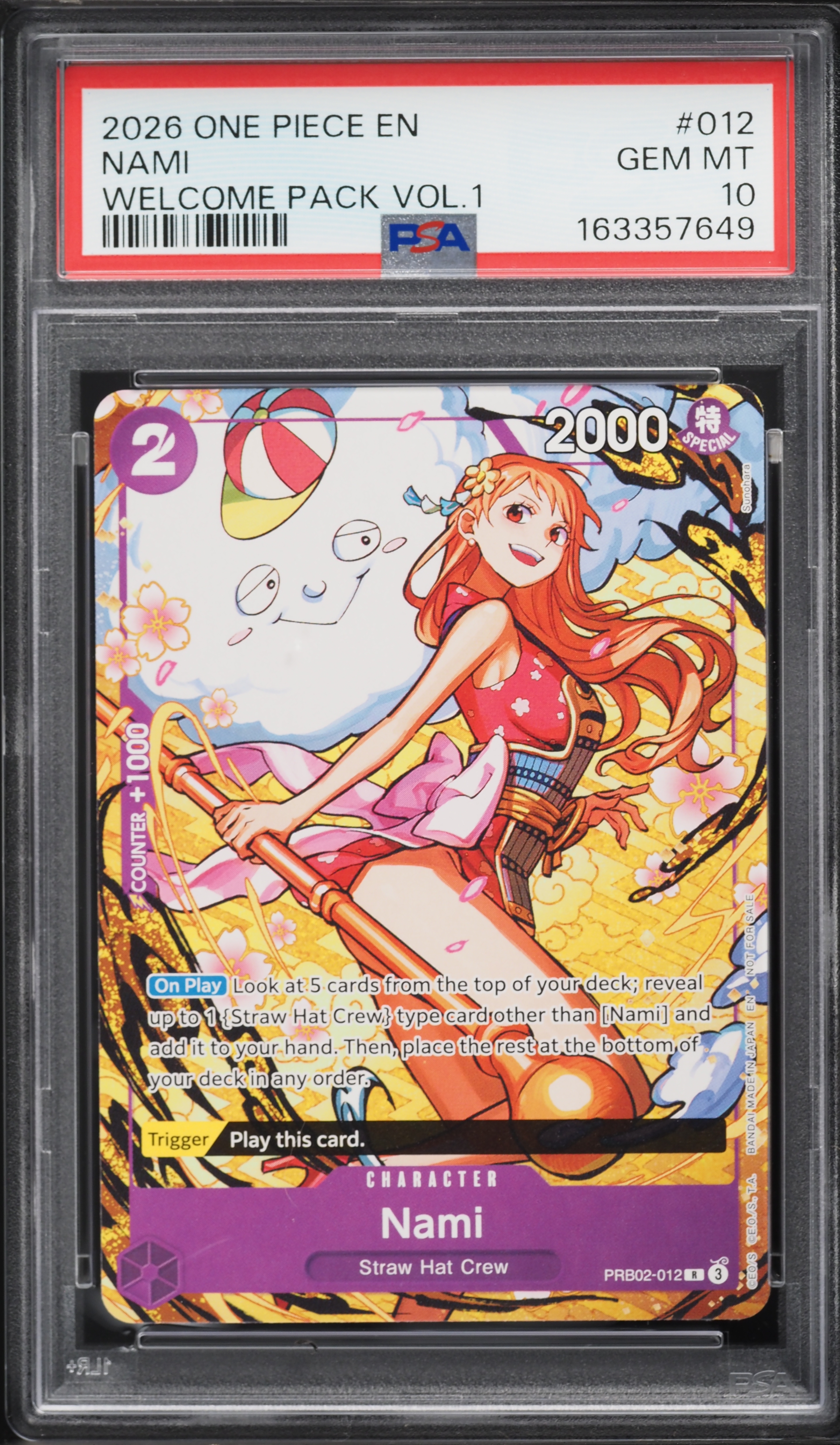 2026 One Piece Welcome Pack Vol.1 Nami #PRB02-012 PSA 10 GEM MINT