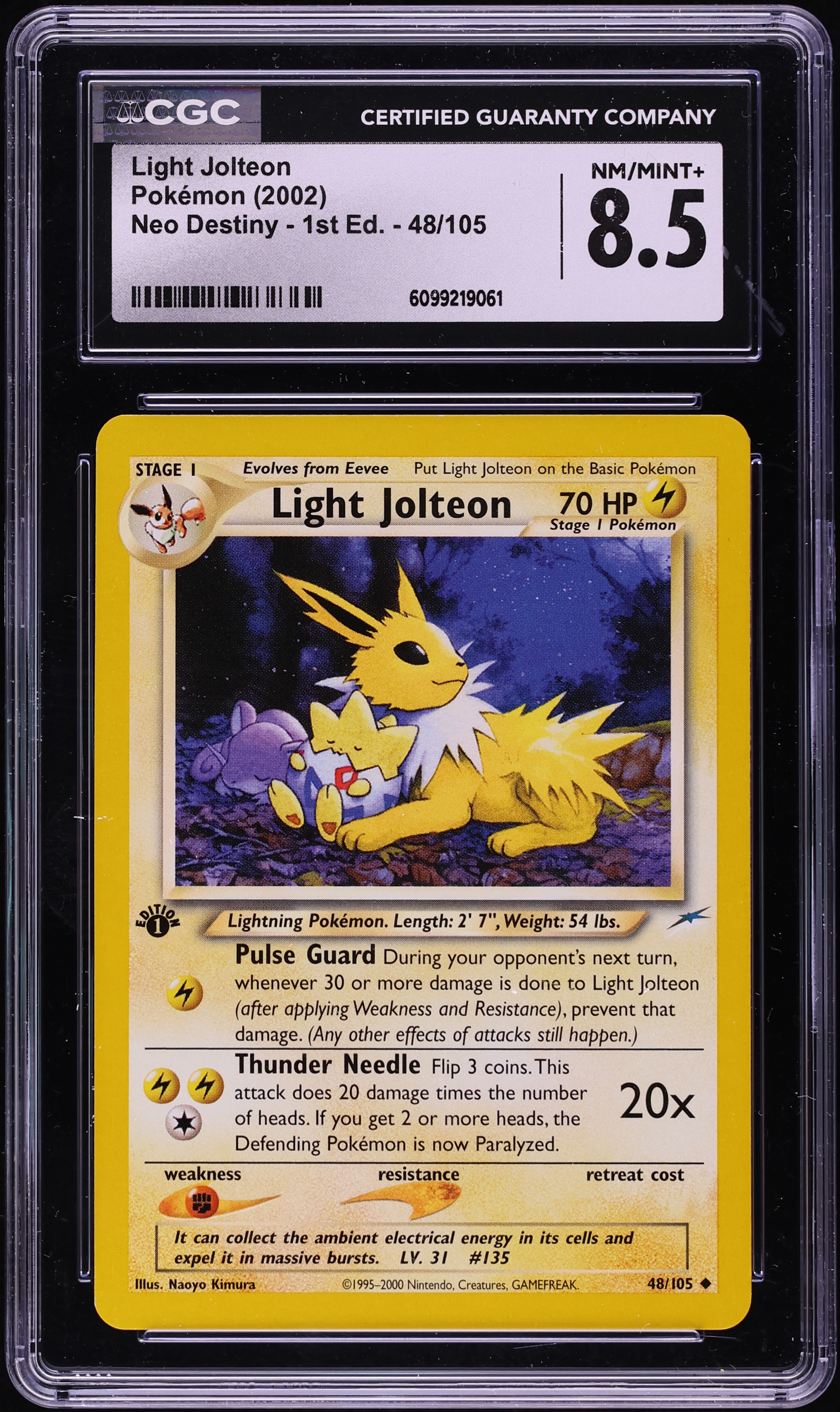 2002 Pokemon Neo Destiny 1st Edition Light Jolteon #48 CGC 8.5 NM