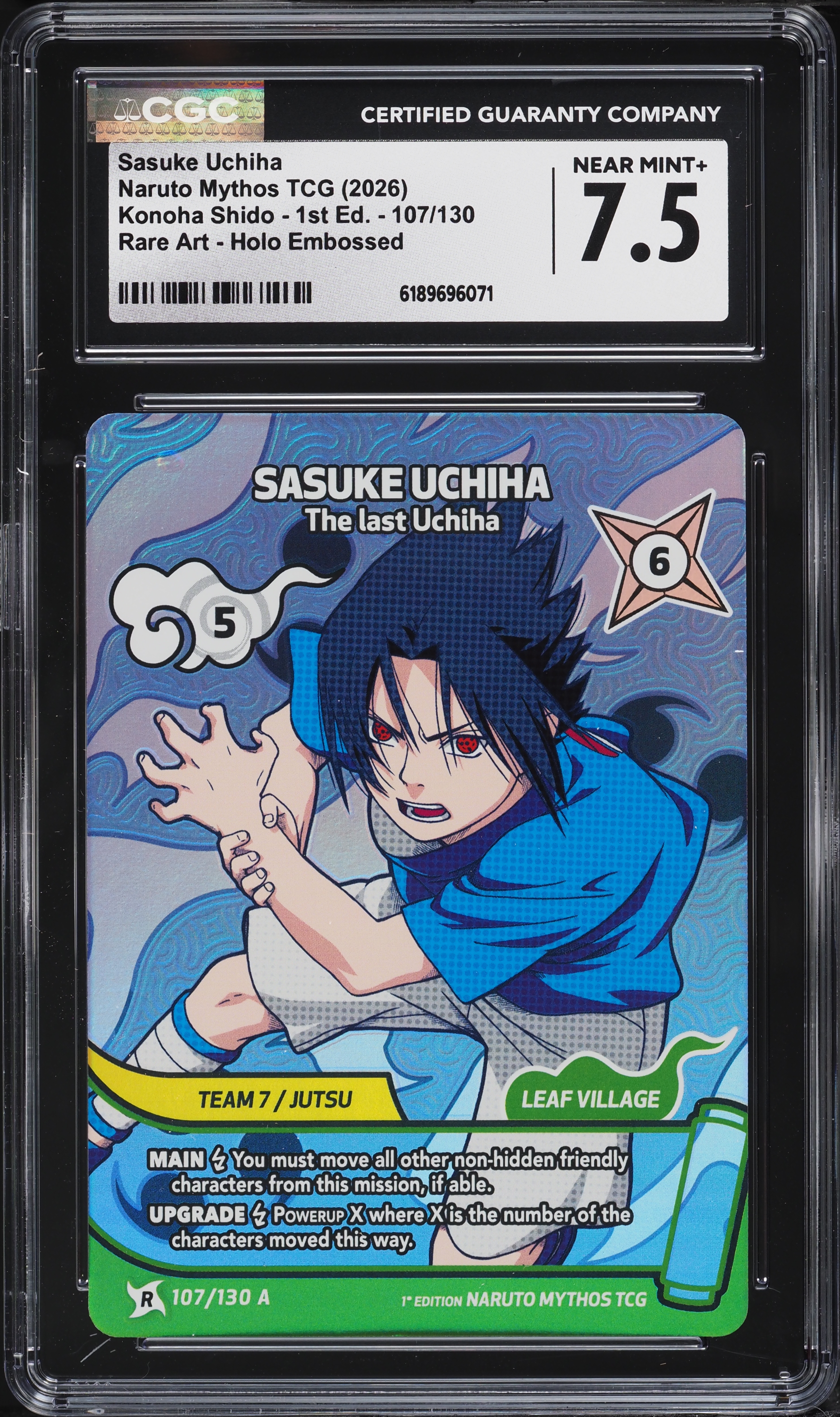 2026 Naruto Mythos TCG Konoha Shido 1st Edition Sasuke Uchiha #107