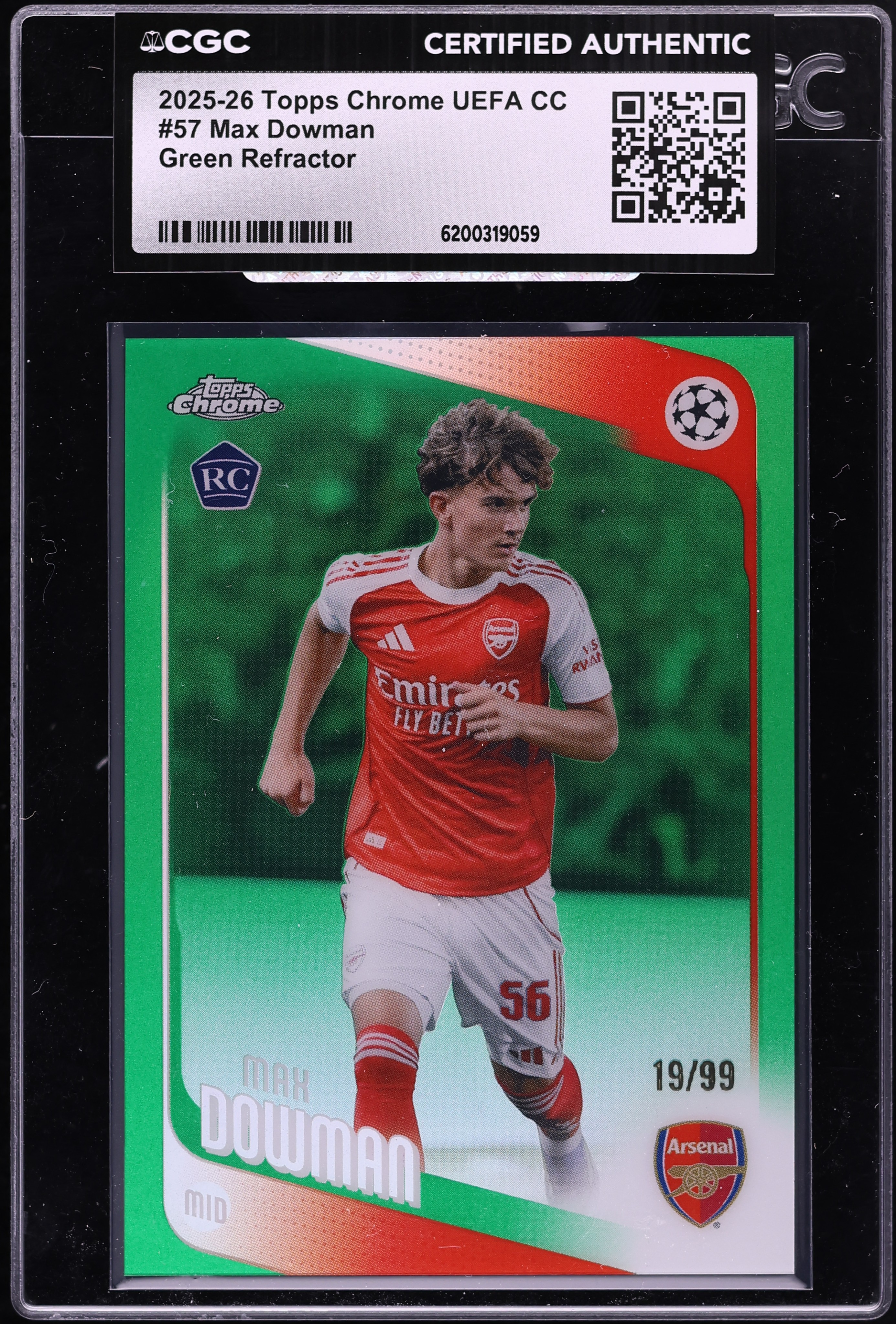 2025 Topps Chrome UEFA CC Green Refractor Max Dowman ROOKIE /99 