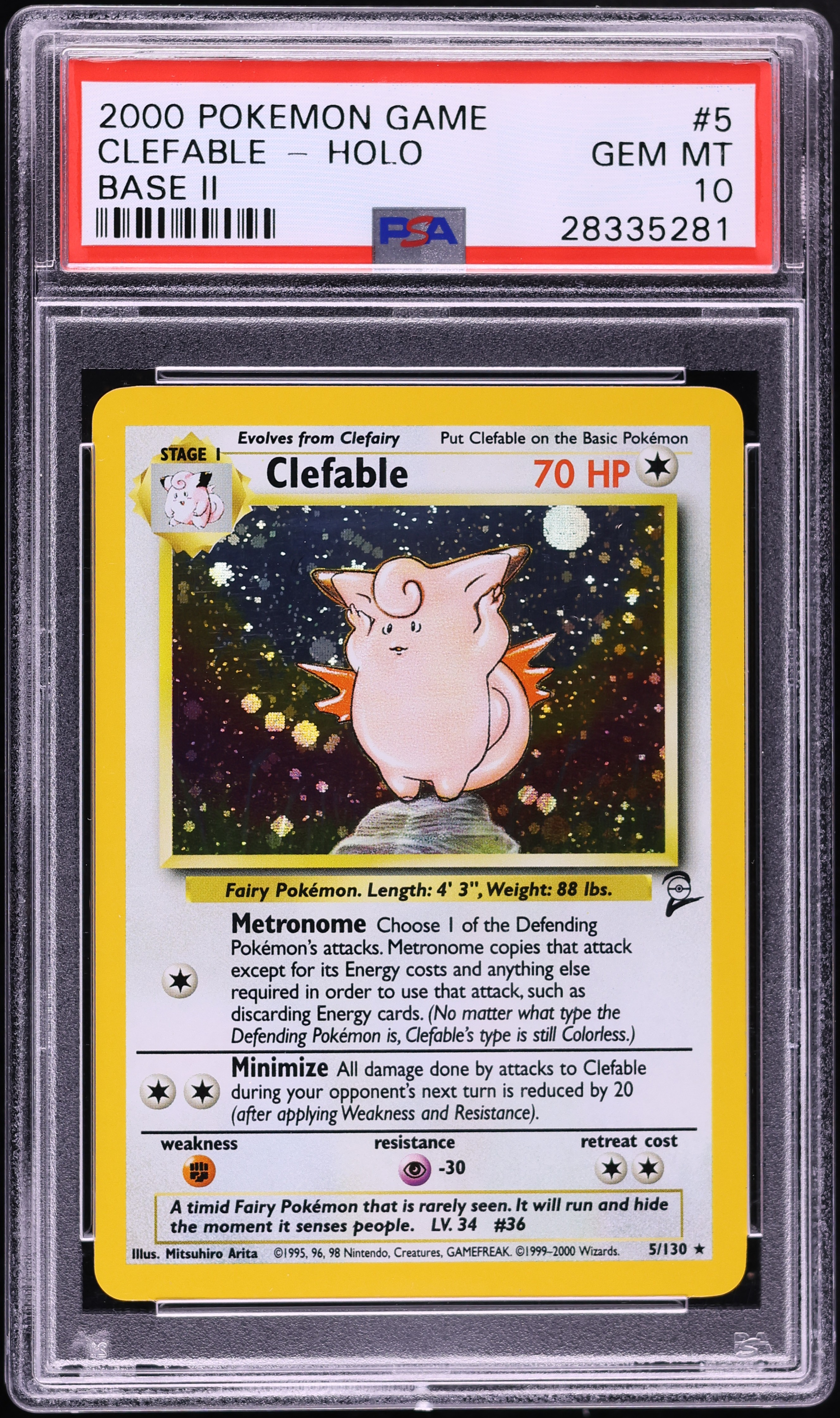 2000 Pokemon Base Set 2 Holo Clefable #5 PSA 10 GEM MINT on