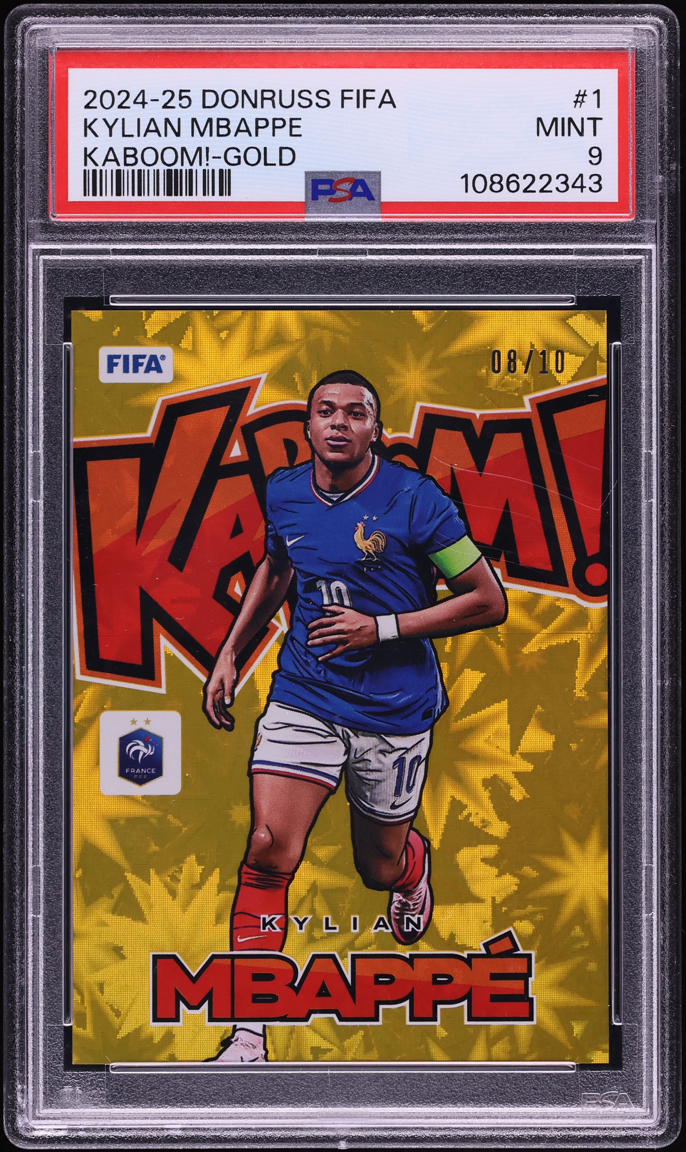 2024 Donruss FIFA Kaboom! Gold Kylian Mbappe /10 #1 PSA 9 MINT on 