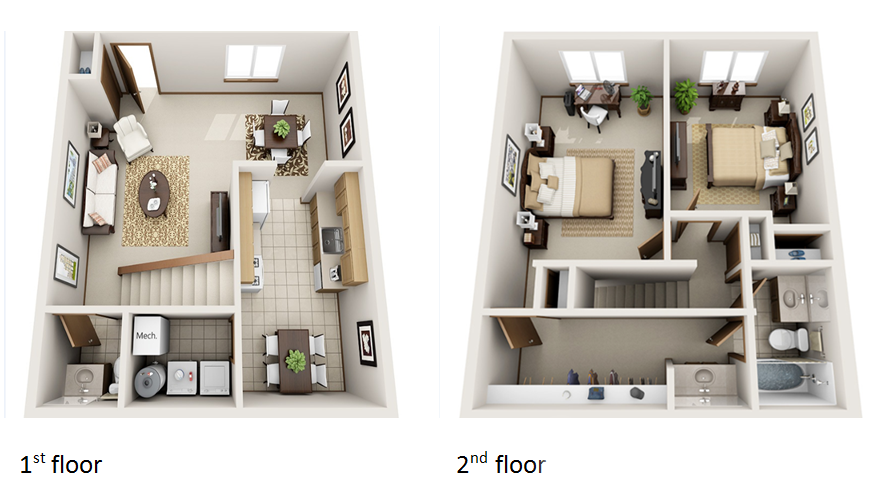 2 Bedroom, 1.5 Bathroom Townhome