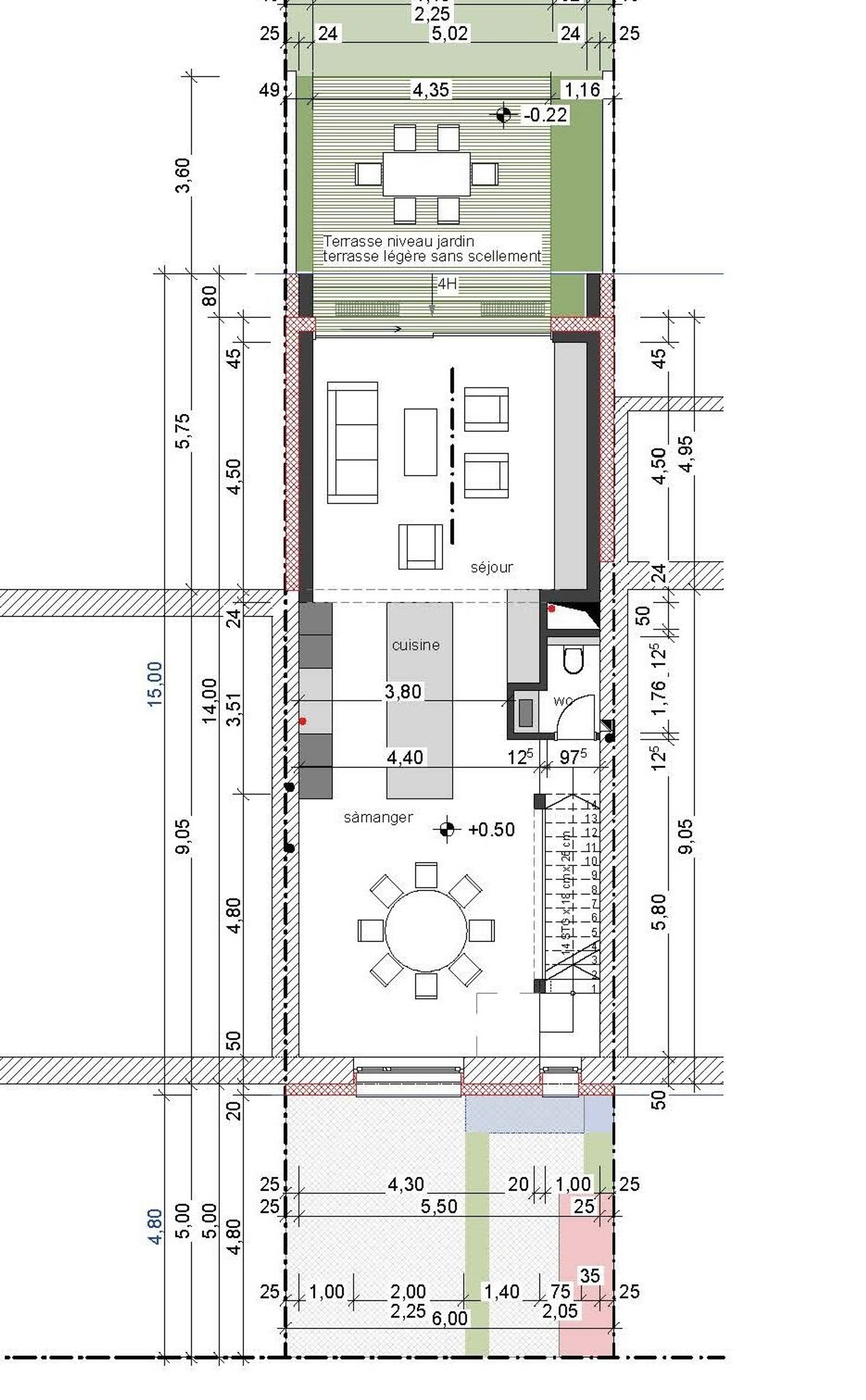 Plan Living / Cuisine / Salle à manger 