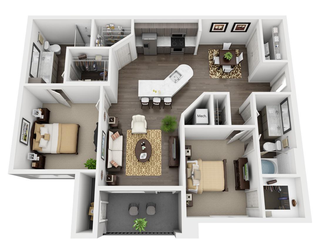 2 Bedroom, 2 Bath - 1314sq ft (B1)