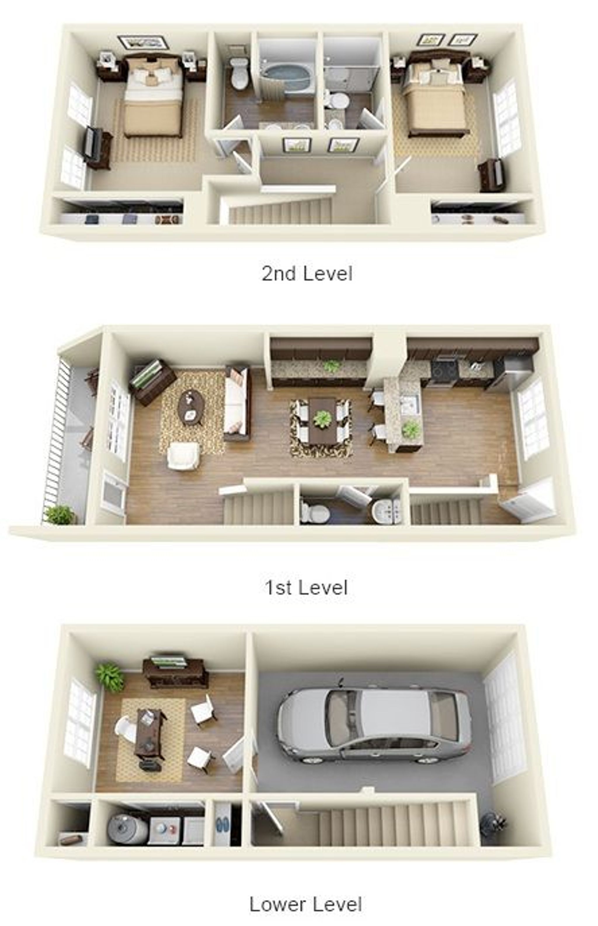 2 Bed, 2.5 Bath w/ Den (BE1T)