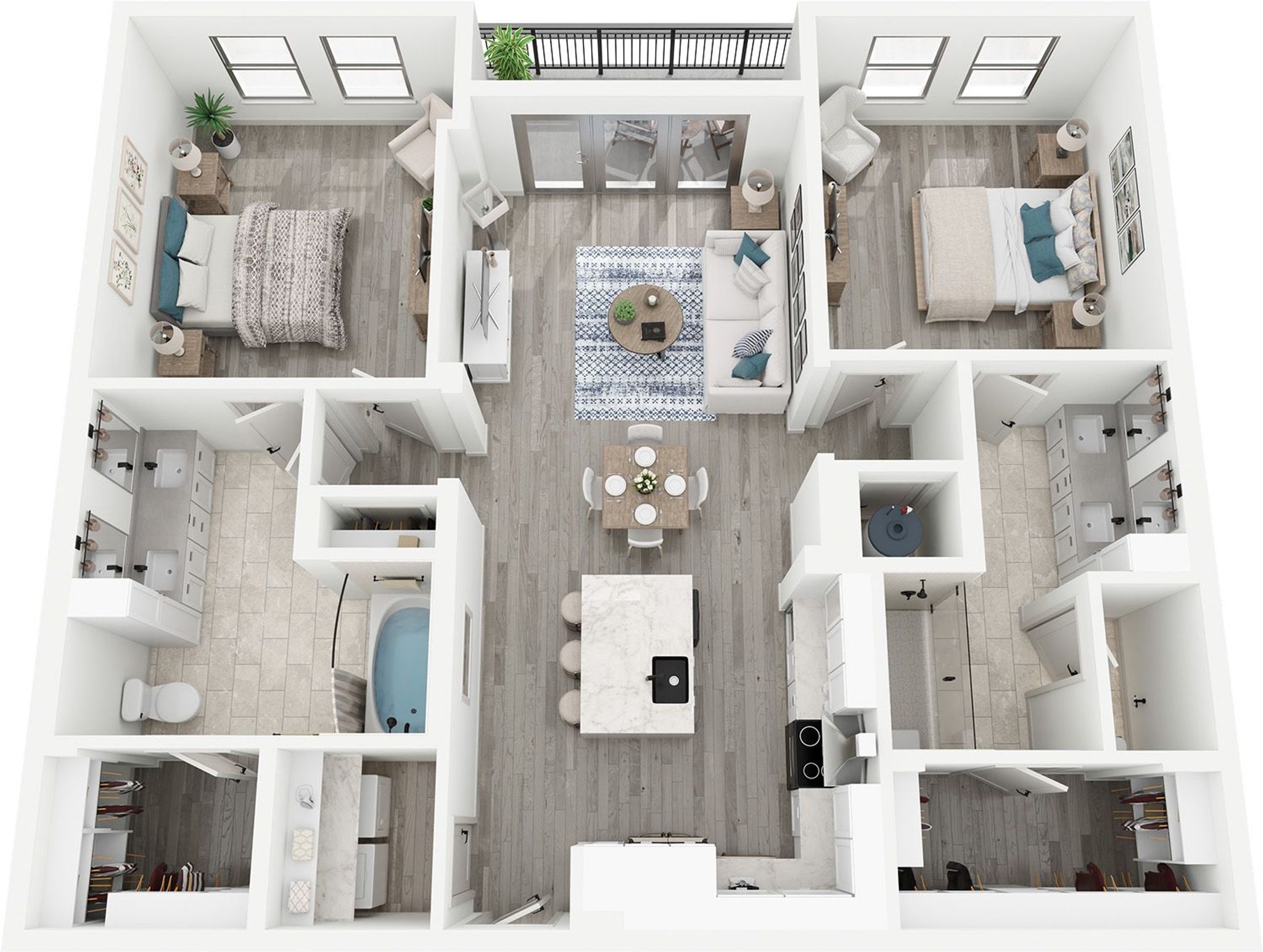 2 Bedroom, 2 Bath (King, B1) - 1,347 sq. ft.