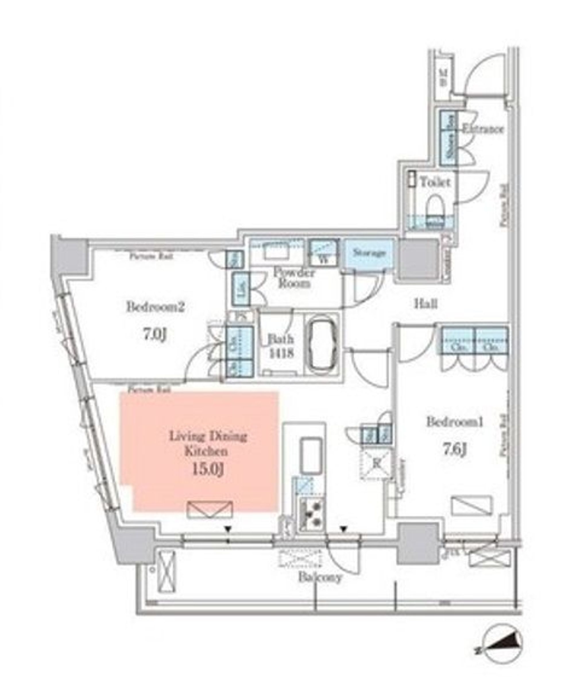 パークアクシス元麻布　2LDK 73.89㎡