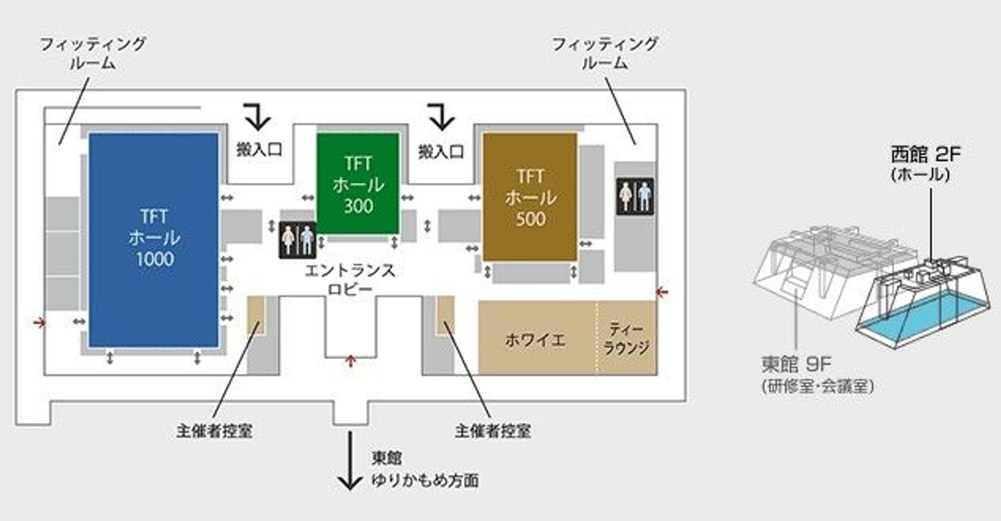 西館2階フロアMAP（TFTホール）