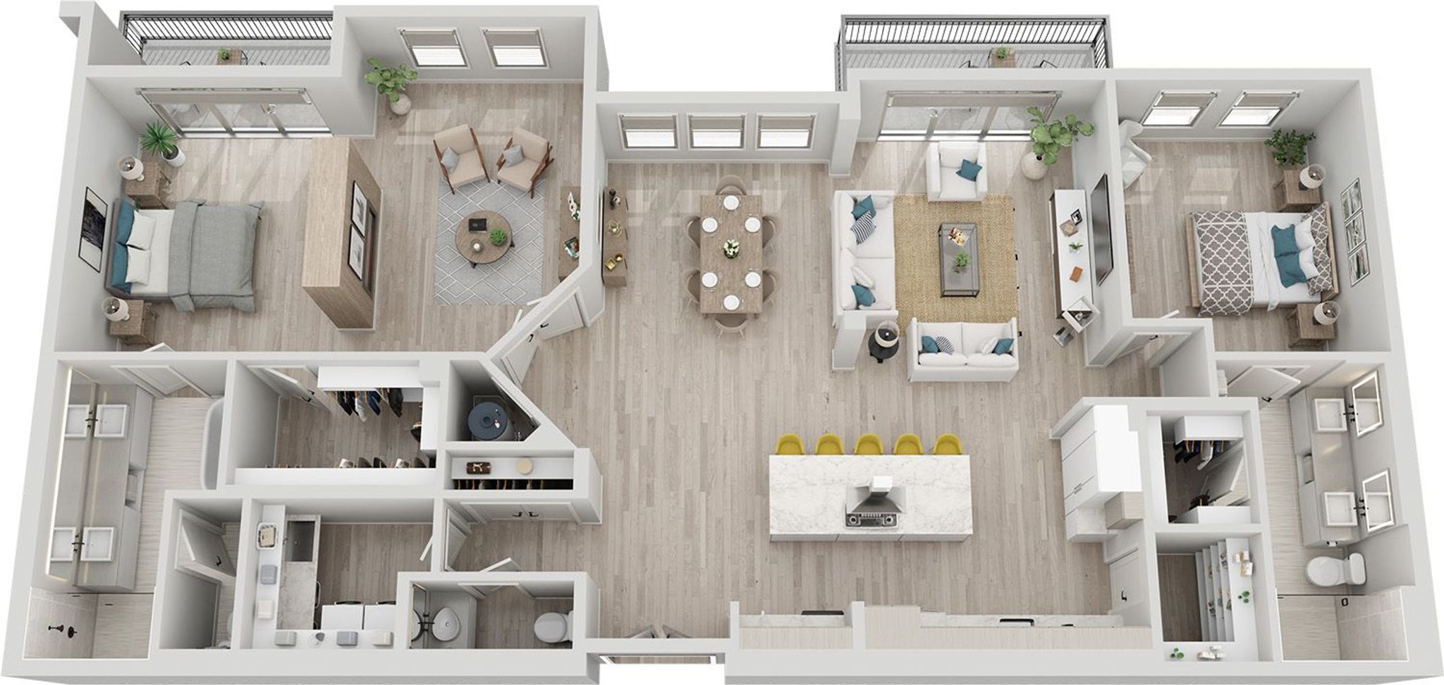 2 Bedroom, 2.5 Bath (Penthouse) - 2,155 sq. ft.