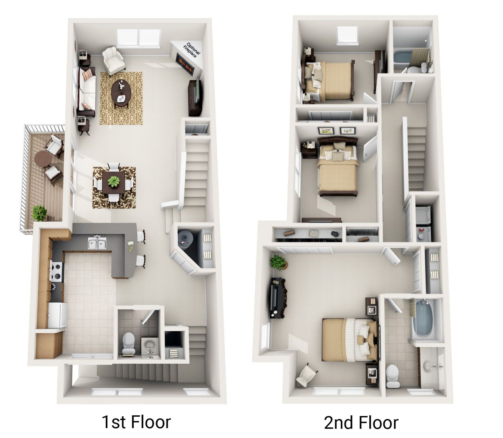 3 Bed, 2.5 Bath Townhome (CE1) - 1826 Sq. Ft. 