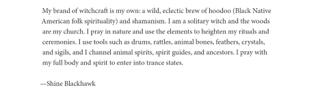 Shine Blackhawk Statement