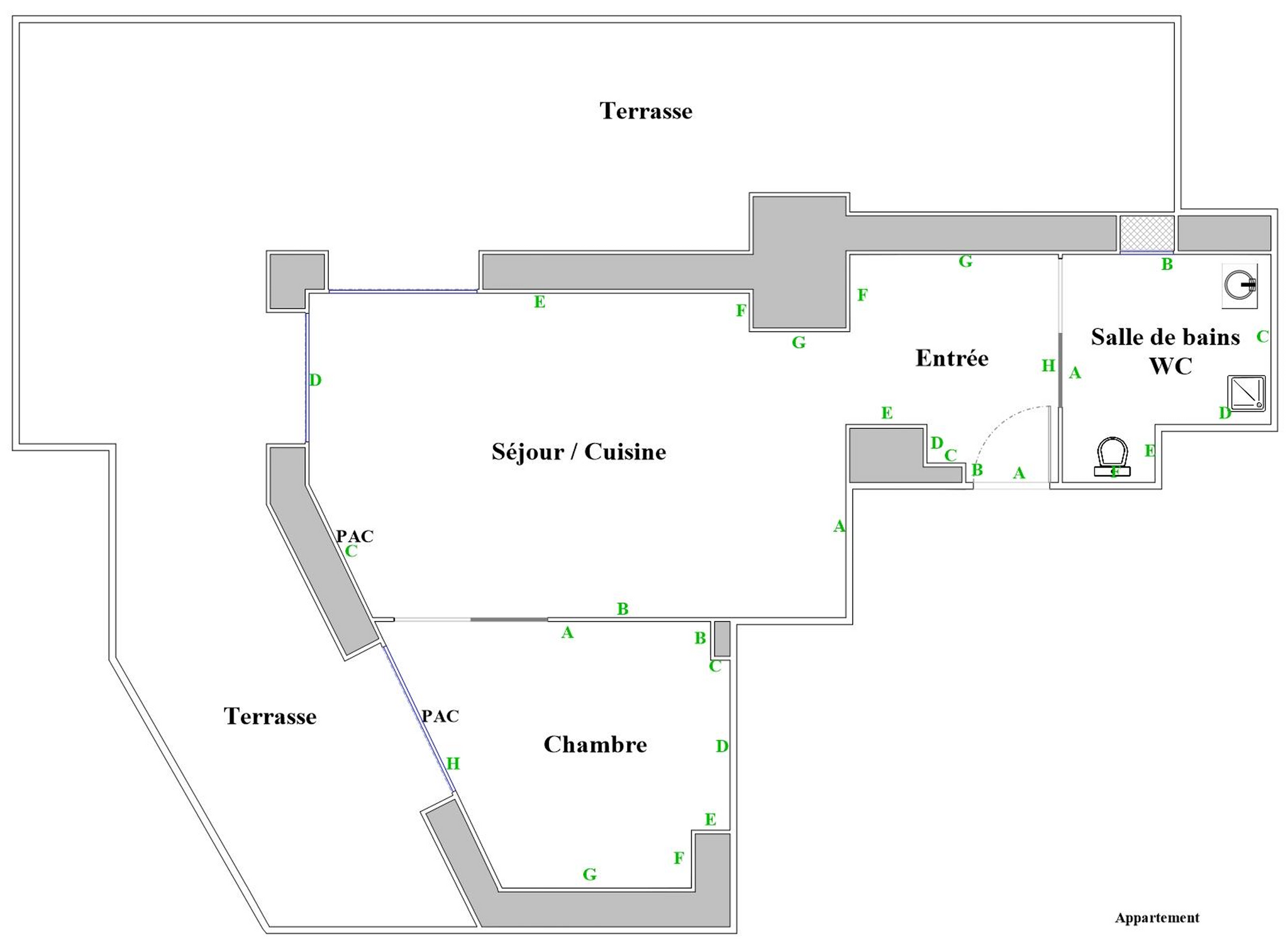 plan 2 pieces nice madeleine dernier etage
