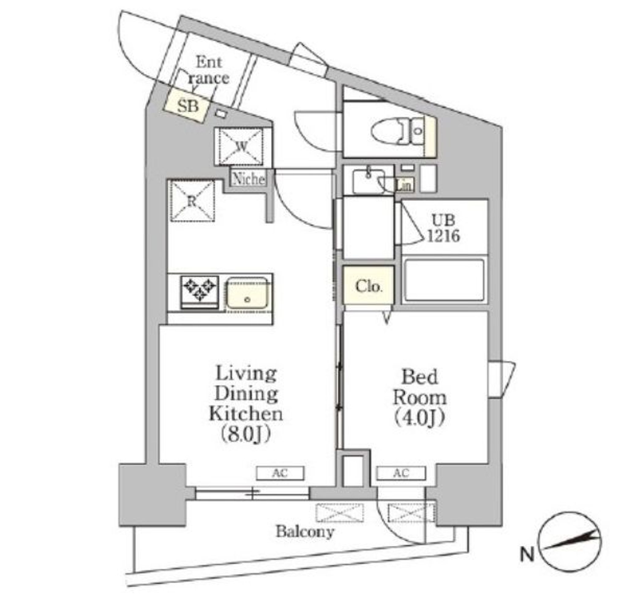 ラペルラ高輪1102号室　1LDK　31.69㎡