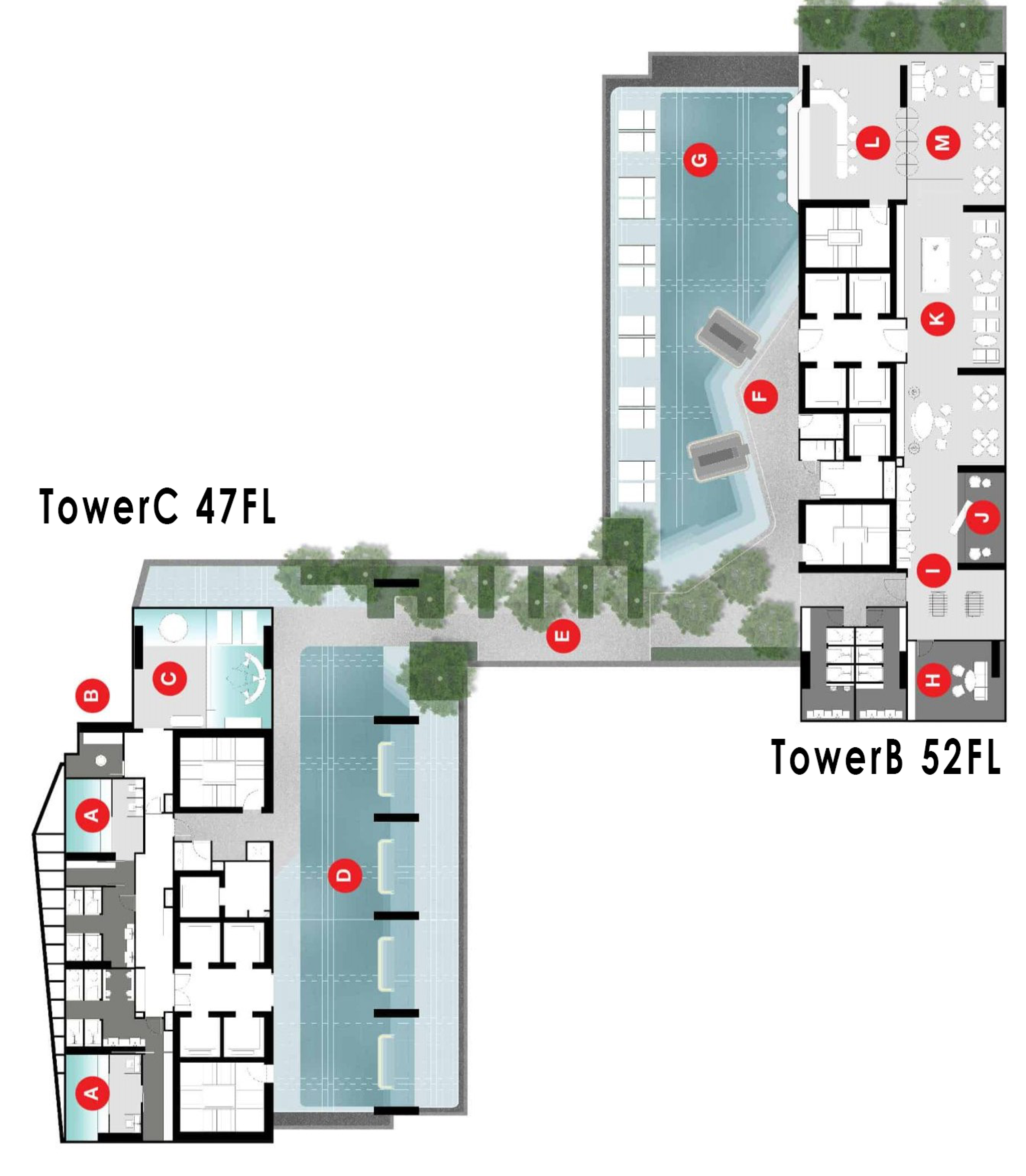 Tower C 47FL – Tower B 52FL