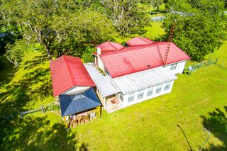 aerial farm home backyard