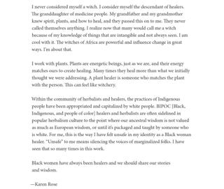 Karen Rose Statement
