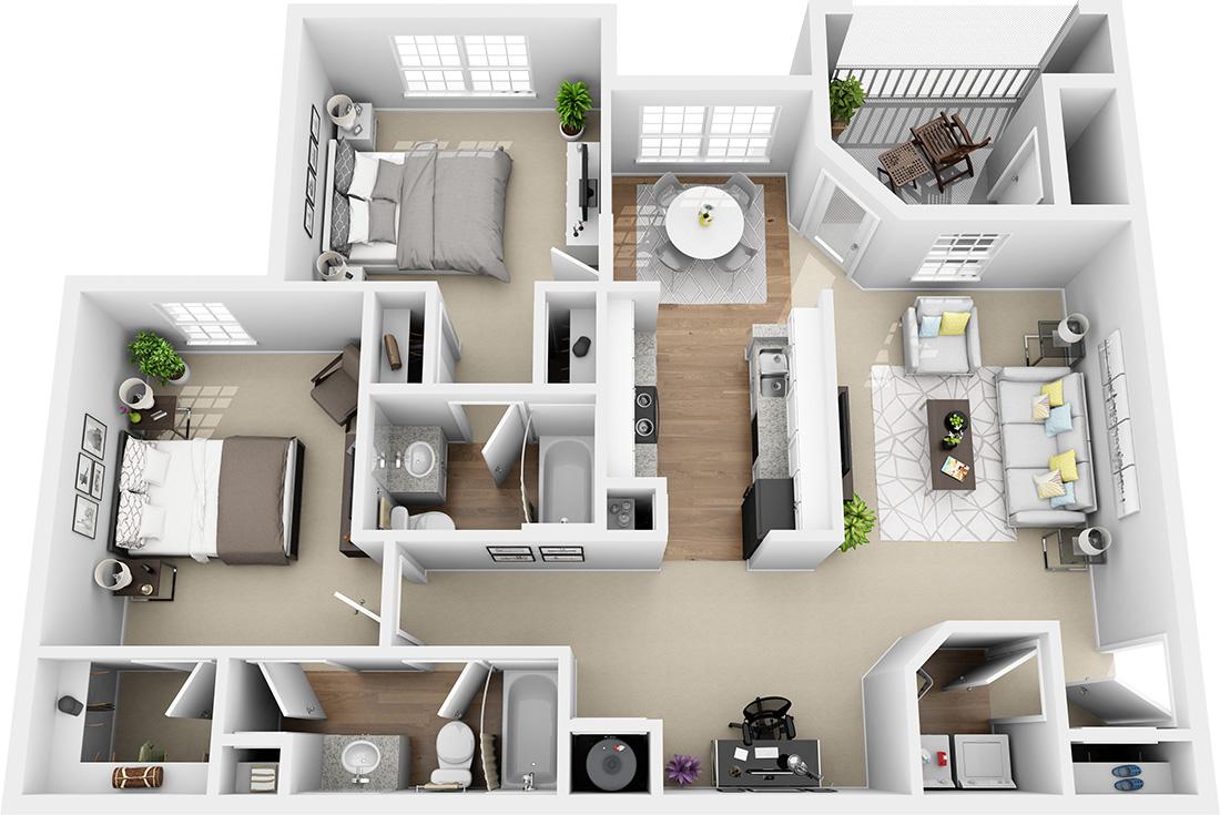 2 Bed, 2 Bath (Bridgeport - Signature)