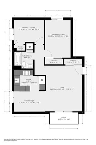 Plan du logement - 875 rue Veilleux app.309 (4½ extrémité-droite) - 3e étage