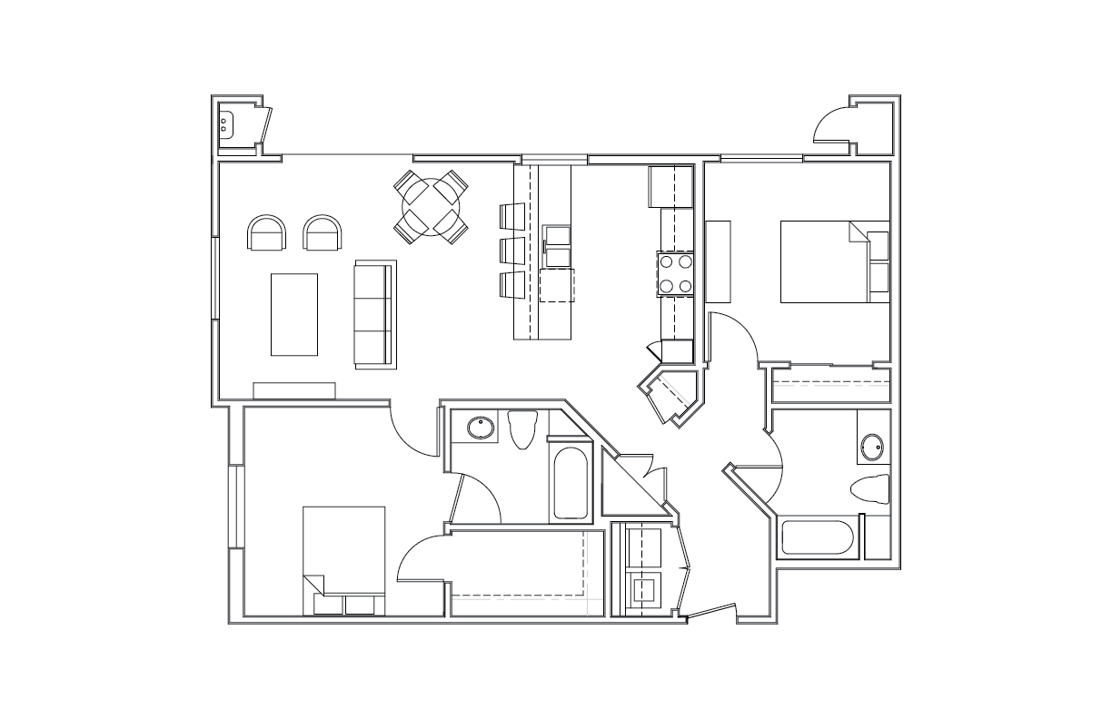Rendezvous Floorplan | 2 Bed 2 Bath