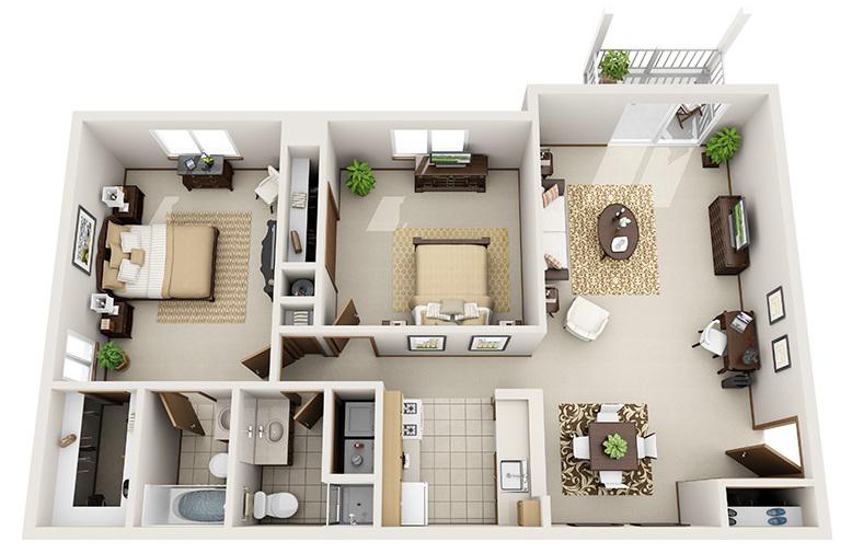 2 Bedroom, 2 Bathroom Garden
