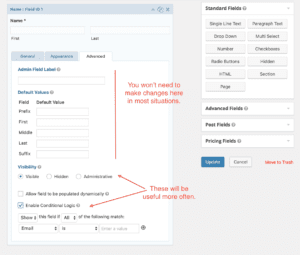 How to set Gravity Forms Controls - Advanced Settings